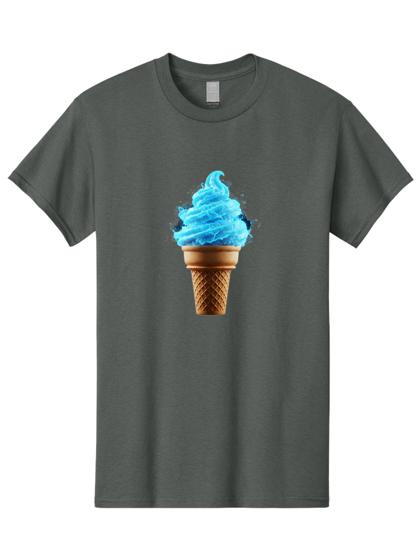Blue-Ice-Cream-Cone Men'S Graphic Tee, 100% Cotton, Comfortable Casual Summer Wear, Machine Washable, Blue Ice Cream, Ice Cream Cone, Soft Serve, Sweet Treats, Summertime Fun, Cold Desserts, Ice Cream Lovers, Frozen Delights, Creamy Texture, Baa175