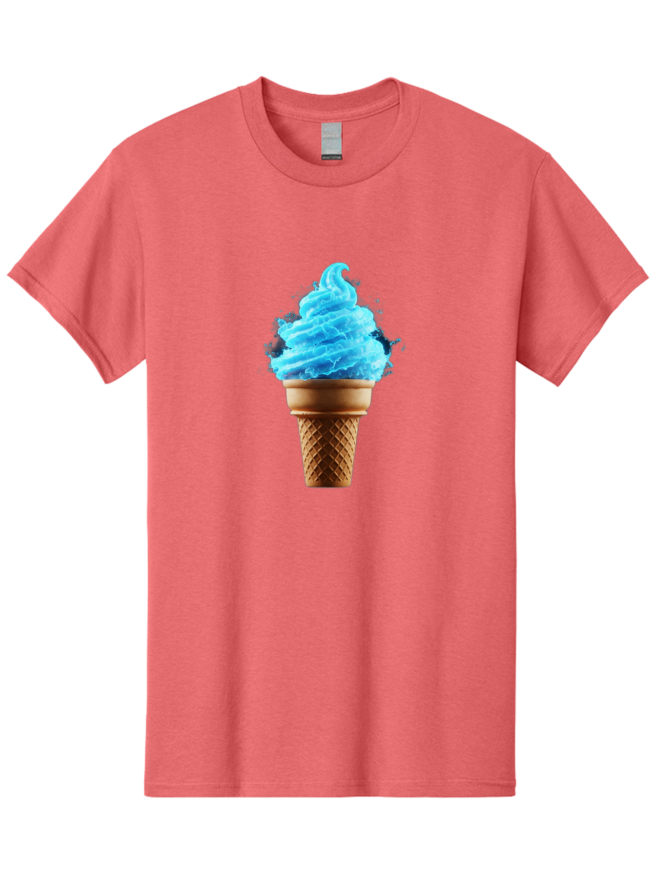 Blue-Ice-Cream-Cone Men'S Graphic Tee, 100% Cotton, Comfortable Casual Summer Wear, Machine Washable, Blue Ice Cream, Ice Cream Cone, Soft Serve, Sweet Treats, Summertime Fun, Cold Desserts, Ice Cream Lovers, Frozen Delights, Creamy Texture, Baa175