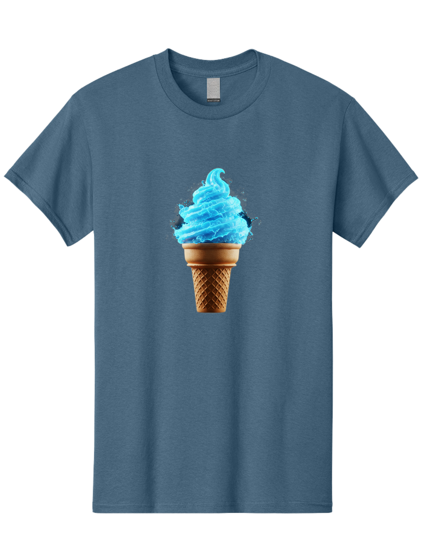 Blue-Ice-Cream-Cone Men'S Graphic Tee, 100% Cotton, Comfortable Casual Summer Wear, Machine Washable, Blue Ice Cream, Ice Cream Cone, Soft Serve, Sweet Treats, Summertime Fun, Cold Desserts, Ice Cream Lovers, Frozen Delights, Creamy Texture, Baa175