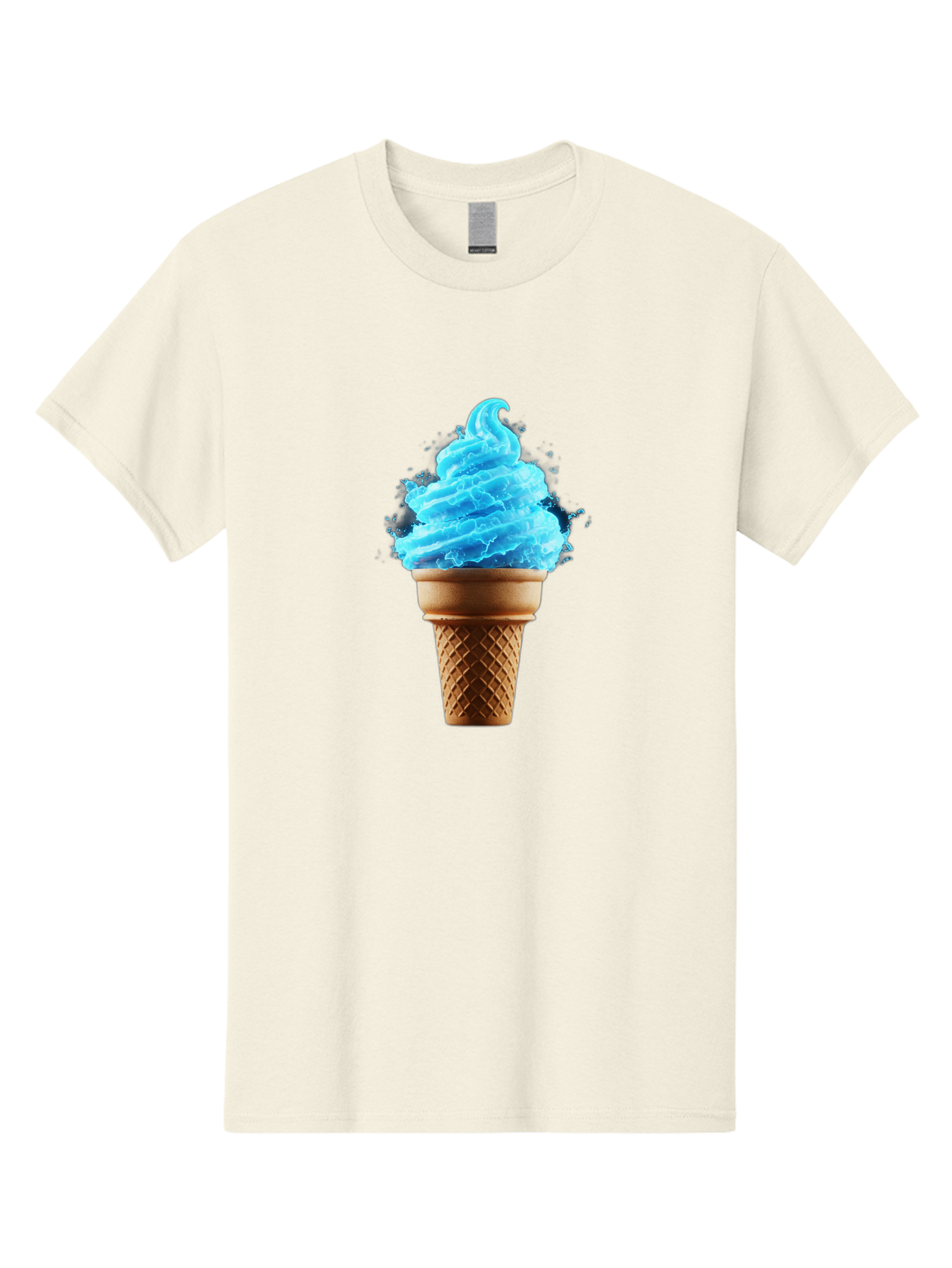 Blue-Ice-Cream-Cone Men'S Graphic Tee, 100% Cotton, Comfortable Casual Summer Wear, Machine Washable, Blue Ice Cream, Ice Cream Cone, Soft Serve, Sweet Treats, Summertime Fun, Cold Desserts, Ice Cream Lovers, Frozen Delights, Creamy Texture, Baa175