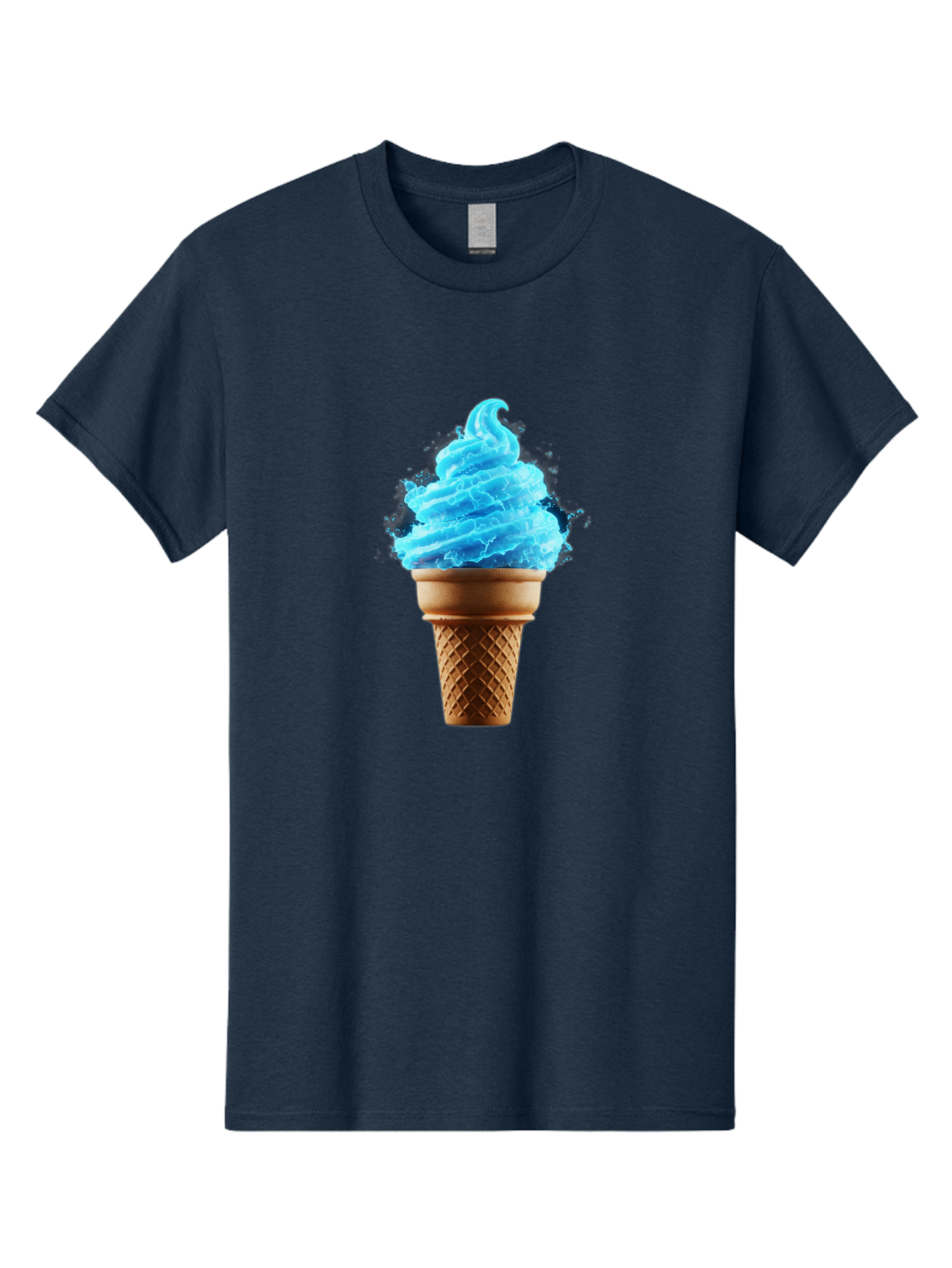 Blue-Ice-Cream-Cone Men'S Graphic Tee, 100% Cotton, Comfortable Casual Summer Wear, Machine Washable, Blue Ice Cream, Ice Cream Cone, Soft Serve, Sweet Treats, Summertime Fun, Cold Desserts, Ice Cream Lovers, Frozen Delights, Creamy Texture, Baa175