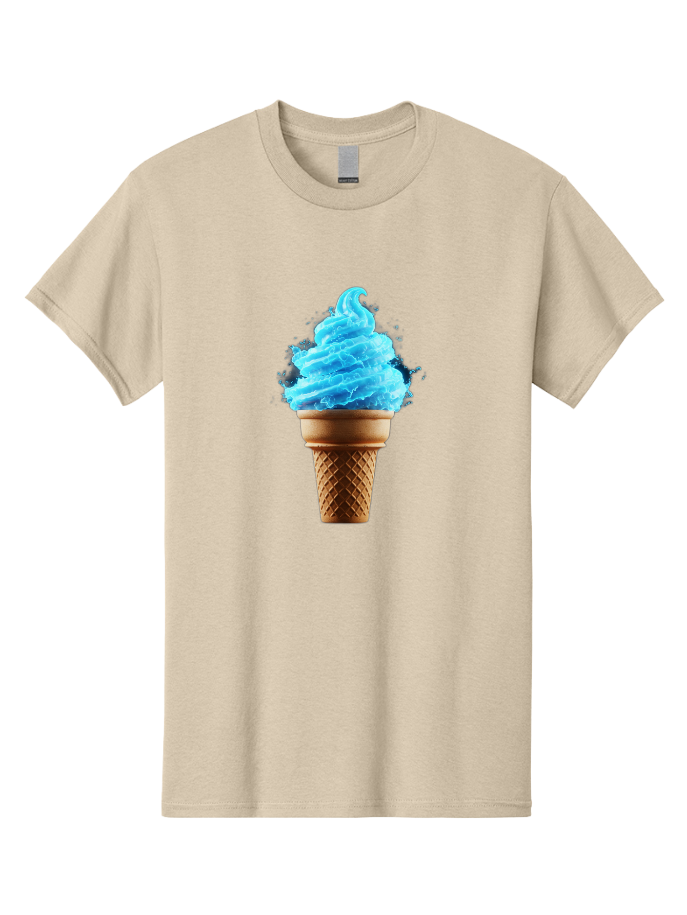 Blue-Ice-Cream-Cone Men'S Graphic Tee, 100% Cotton, Comfortable Casual Summer Wear, Machine Washable, Blue Ice Cream, Ice Cream Cone, Soft Serve, Sweet Treats, Summertime Fun, Cold Desserts, Ice Cream Lovers, Frozen Delights, Creamy Texture, Baa175