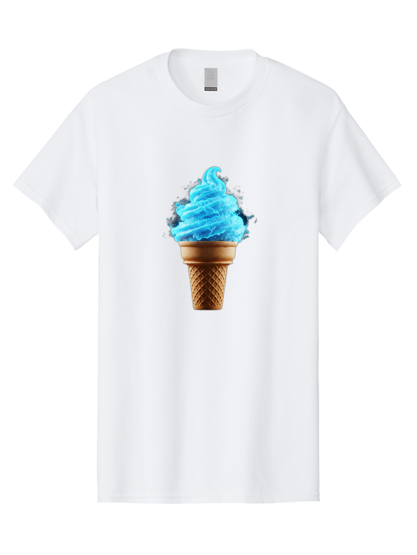 Blue-Ice-Cream-Cone Men'S Graphic Tee, 100% Cotton, Comfortable Casual Summer Wear, Machine Washable, Blue Ice Cream, Ice Cream Cone, Soft Serve, Sweet Treats, Summertime Fun, Cold Desserts, Ice Cream Lovers, Frozen Delights, Creamy Texture, Baa175