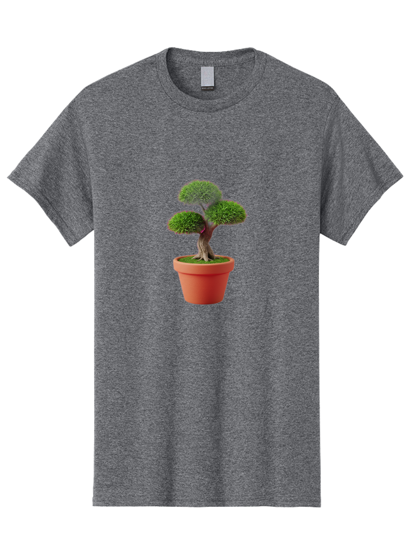 Bonsai-Tree Men'S Graphic Tee, 100% Cotton, Comfortable Casual Summer Wear, Machine Washable, Bonsai Tree, Potted Plant, Small Tree, Terracotta Pot, Twisted Trunk, Lush Foliage, Greenery, Decorative Plant, Indoor Gardening, Zen Garden, Baa180