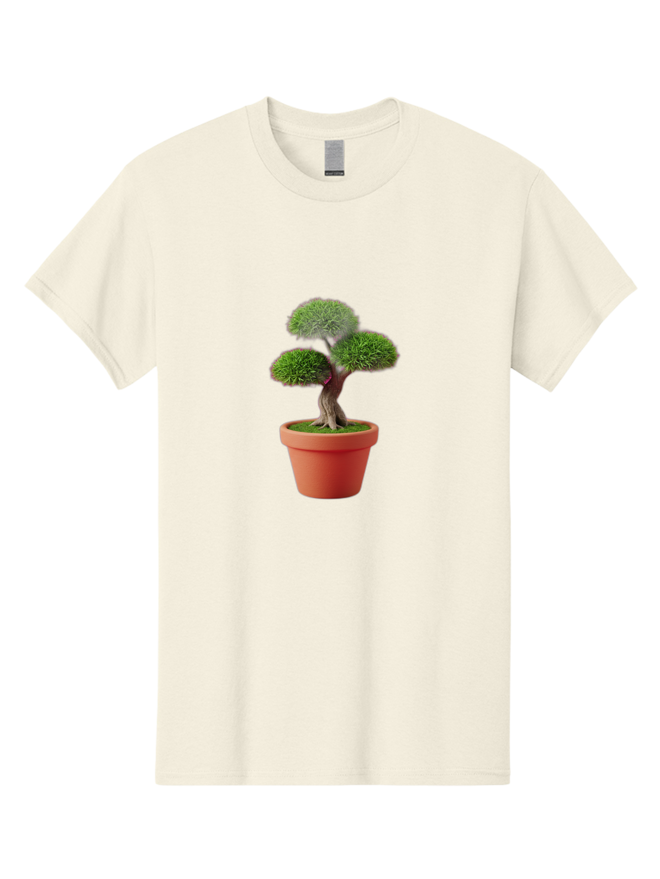 Bonsai-Tree Men'S Graphic Tee, 100% Cotton, Comfortable Casual Summer Wear, Machine Washable, Bonsai Tree, Potted Plant, Small Tree, Terracotta Pot, Twisted Trunk, Lush Foliage, Greenery, Decorative Plant, Indoor Gardening, Zen Garden, Baa180