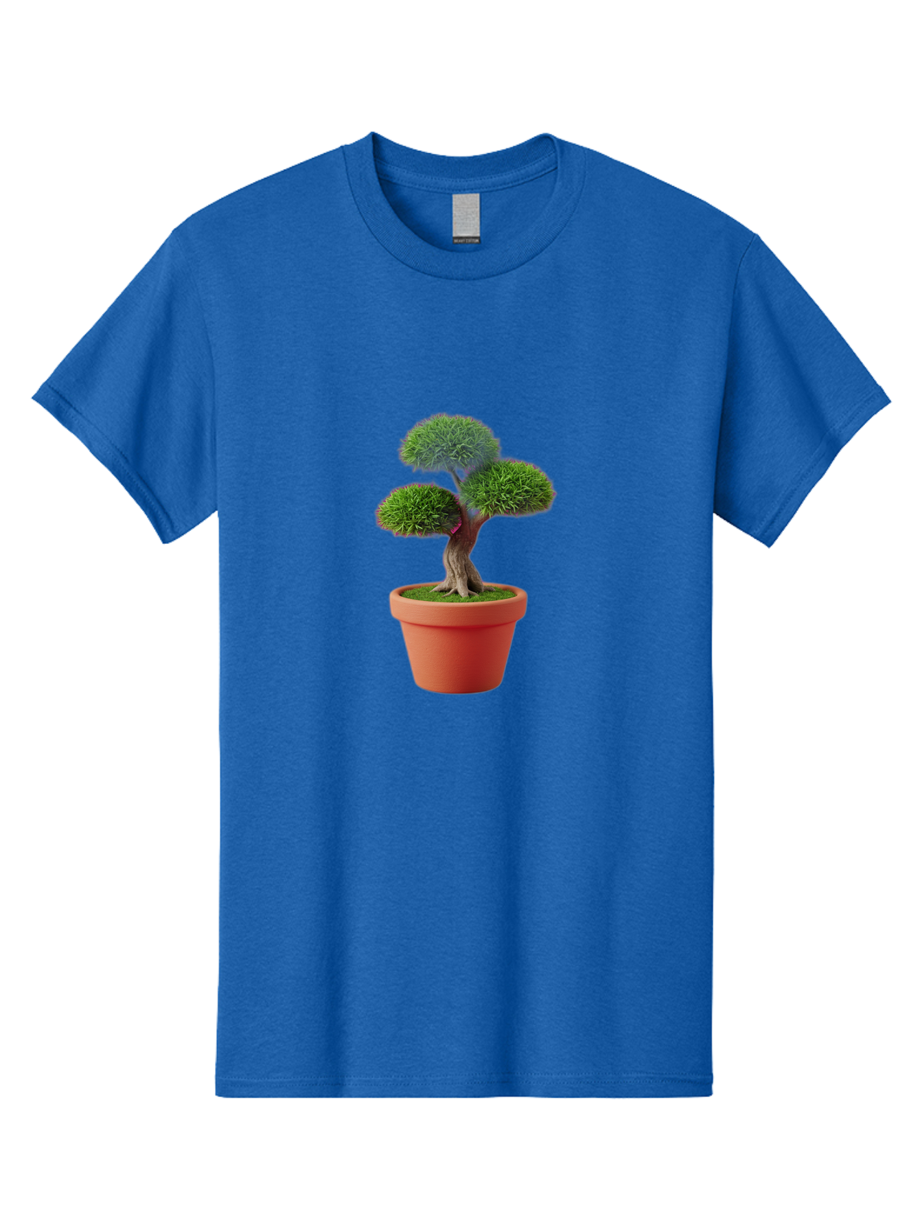 Bonsai-Tree Men'S Graphic Tee, 100% Cotton, Comfortable Casual Summer Wear, Machine Washable, Bonsai Tree, Potted Plant, Small Tree, Terracotta Pot, Twisted Trunk, Lush Foliage, Greenery, Decorative Plant, Indoor Gardening, Zen Garden, Baa180