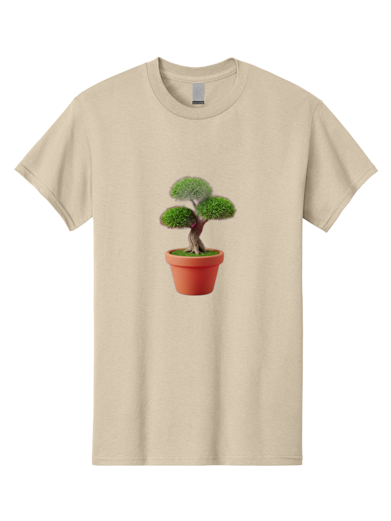 Bonsai-Tree Men'S Graphic Tee, 100% Cotton, Comfortable Casual Summer Wear, Machine Washable, Bonsai Tree, Potted Plant, Small Tree, Terracotta Pot, Twisted Trunk, Lush Foliage, Greenery, Decorative Plant, Indoor Gardening, Zen Garden, Baa180