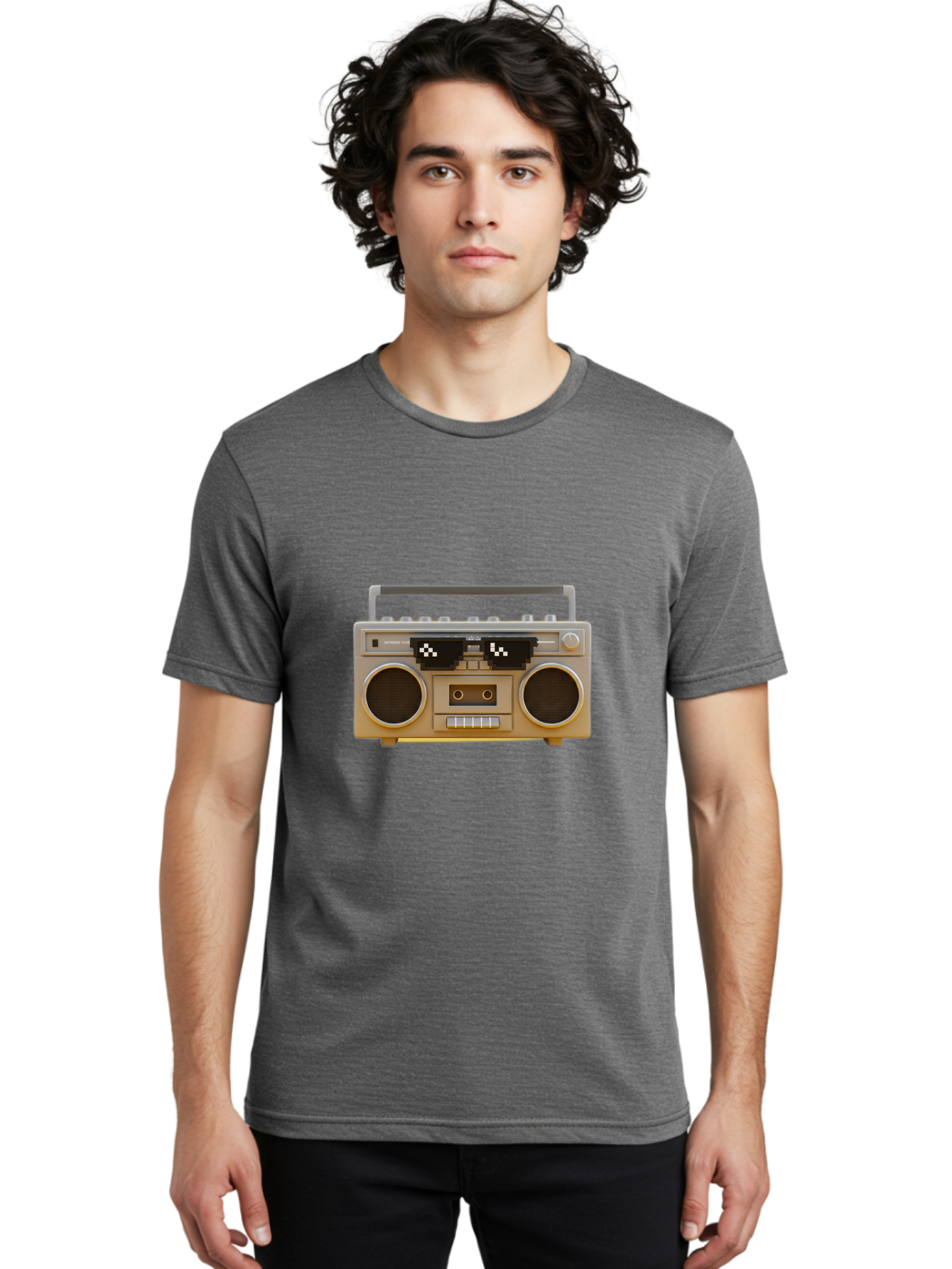 Boombox-2 Men'S Graphic Tee, 100% Cotton, Comfortable Casual Summer Wear, Machine Washable, Retro Boombox, Cassette Player, 80S Music, Vintage Electronics, Portable Music Player, Nostalgic Tech, Pixel Art, Cassette Tape Baa183