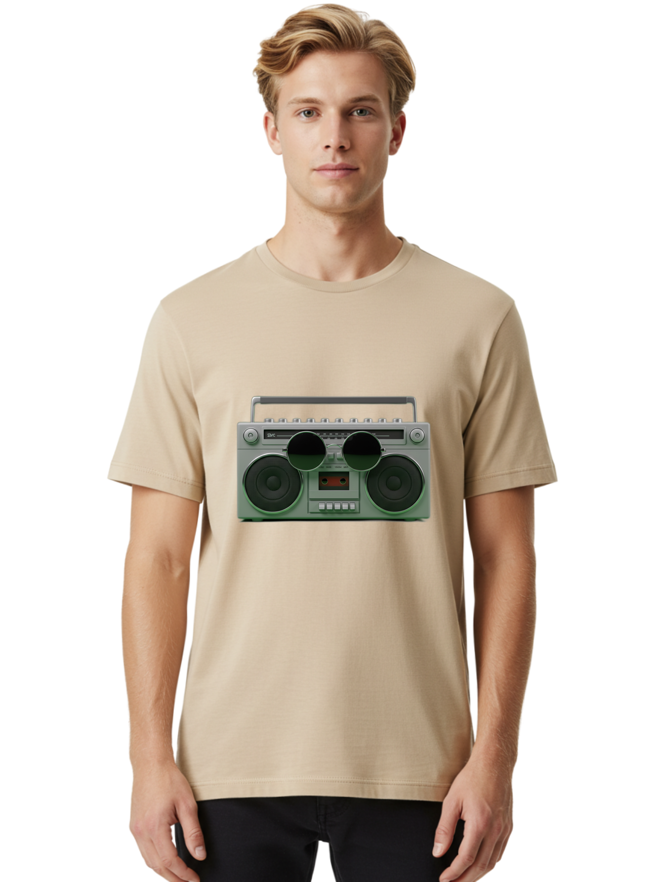 Boombox-3 Men'S Graphic Tee, 100% Cotton, Comfortable Casual Summer Wear, Machine Washable, Retro Boombox, Vintage Audio Equipment, Cassette Player, Portable Music, Nostalgic Technology, Retro Music Player, 80S Music Gear, Baa184