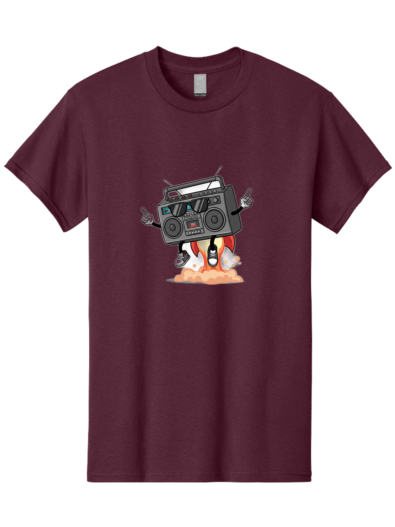 Boombox-4 Men'S Graphic Tee, 100% Cotton, Comfortable Casual Summer Wear, Machine Washable, Retro Boombox, Cartoon Character, Dj Stereo, Funky Music, Dancing Boombox, Rock On Gesture, Retro Technology, Cassette Tape, Loud Music, Fun Graphics, Baa185