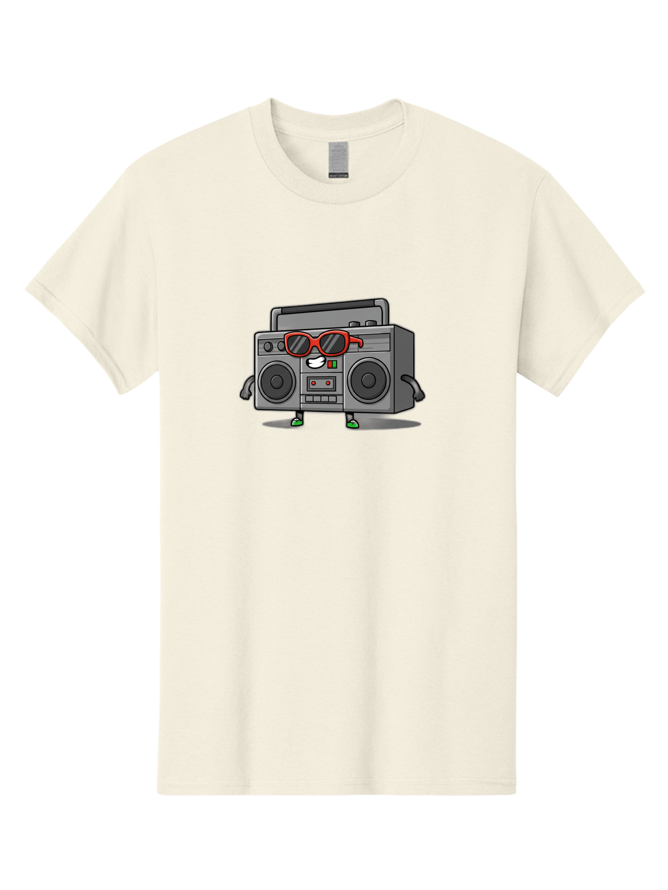 Boombox-6 Men'S Graphic Tee, 100% Cotton, Comfortable Casual Summer Wear, Machine Washable, Cartoon Boombox, Sunglasses, Retro Style, Music Lover, Fun Character, Cassette Player, Animated Electronics, Nostalgic Vibe, Playful Design, Baa187