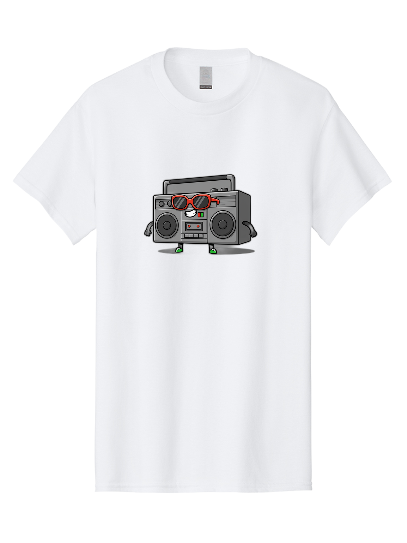 Boombox-6 Men'S Graphic Tee, 100% Cotton, Comfortable Casual Summer Wear, Machine Washable, Cartoon Boombox, Sunglasses, Retro Style, Music Lover, Fun Character, Cassette Player, Animated Electronics, Nostalgic Vibe, Playful Design, Baa187