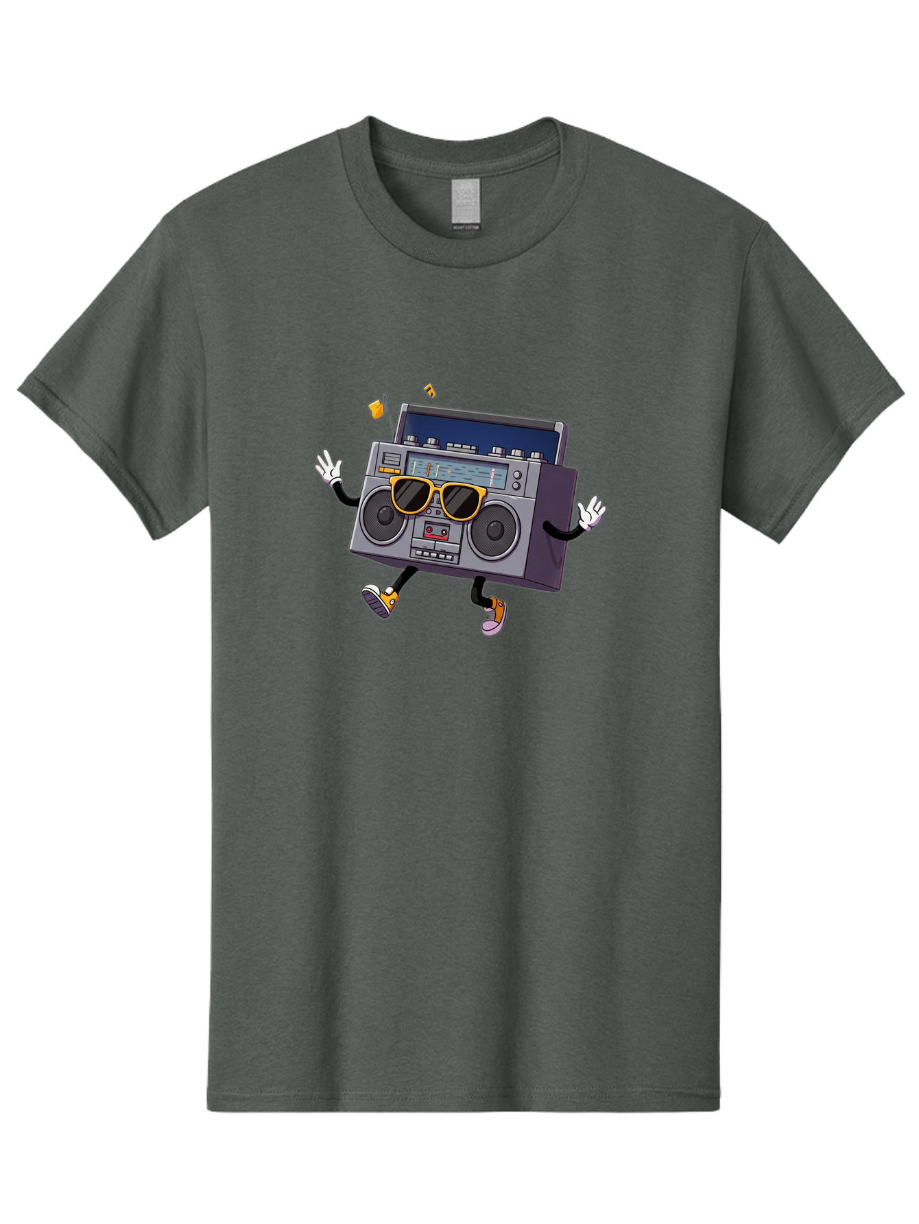 Boombox-Character-2 Men'S Graphic Tee, 100% Cotton, Comfortable Casual Summer Wear, Machine Washable, Vintage Boombox, Retro Style, Cool Shades, Funky Attitude, Dj Vibes, Music Beats, Cassette Player, Nostalgic Feel, Fun Graphics, Baa189