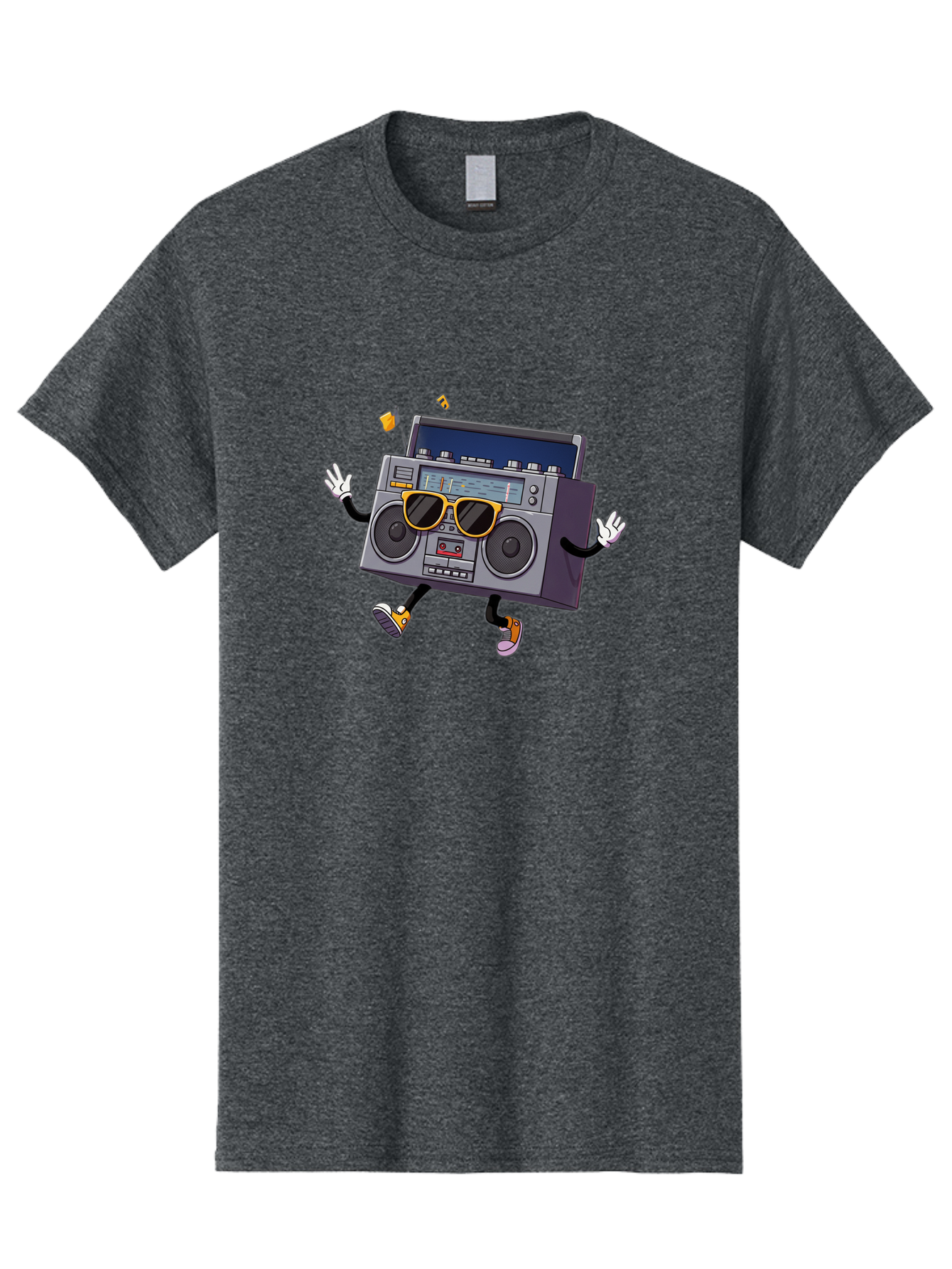 Boombox-Character-2 Men'S Graphic Tee, 100% Cotton, Comfortable Casual Summer Wear, Machine Washable, Vintage Boombox, Retro Style, Cool Shades, Funky Attitude, Dj Vibes, Music Beats, Cassette Player, Nostalgic Feel, Fun Graphics, Baa189