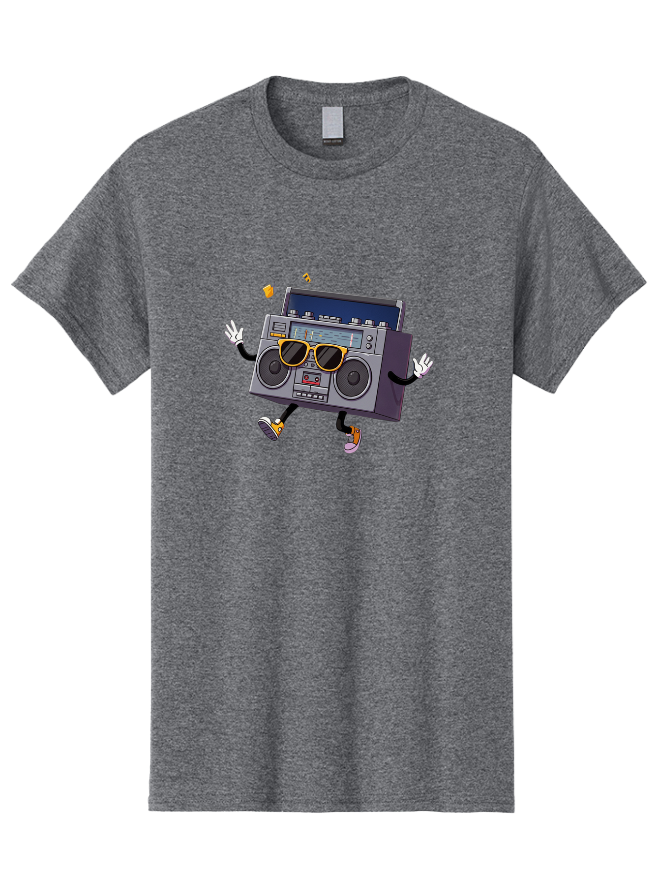 Boombox-Character-2 Men'S Graphic Tee, 100% Cotton, Comfortable Casual Summer Wear, Machine Washable, Vintage Boombox, Retro Style, Cool Shades, Funky Attitude, Dj Vibes, Music Beats, Cassette Player, Nostalgic Feel, Fun Graphics, Baa189