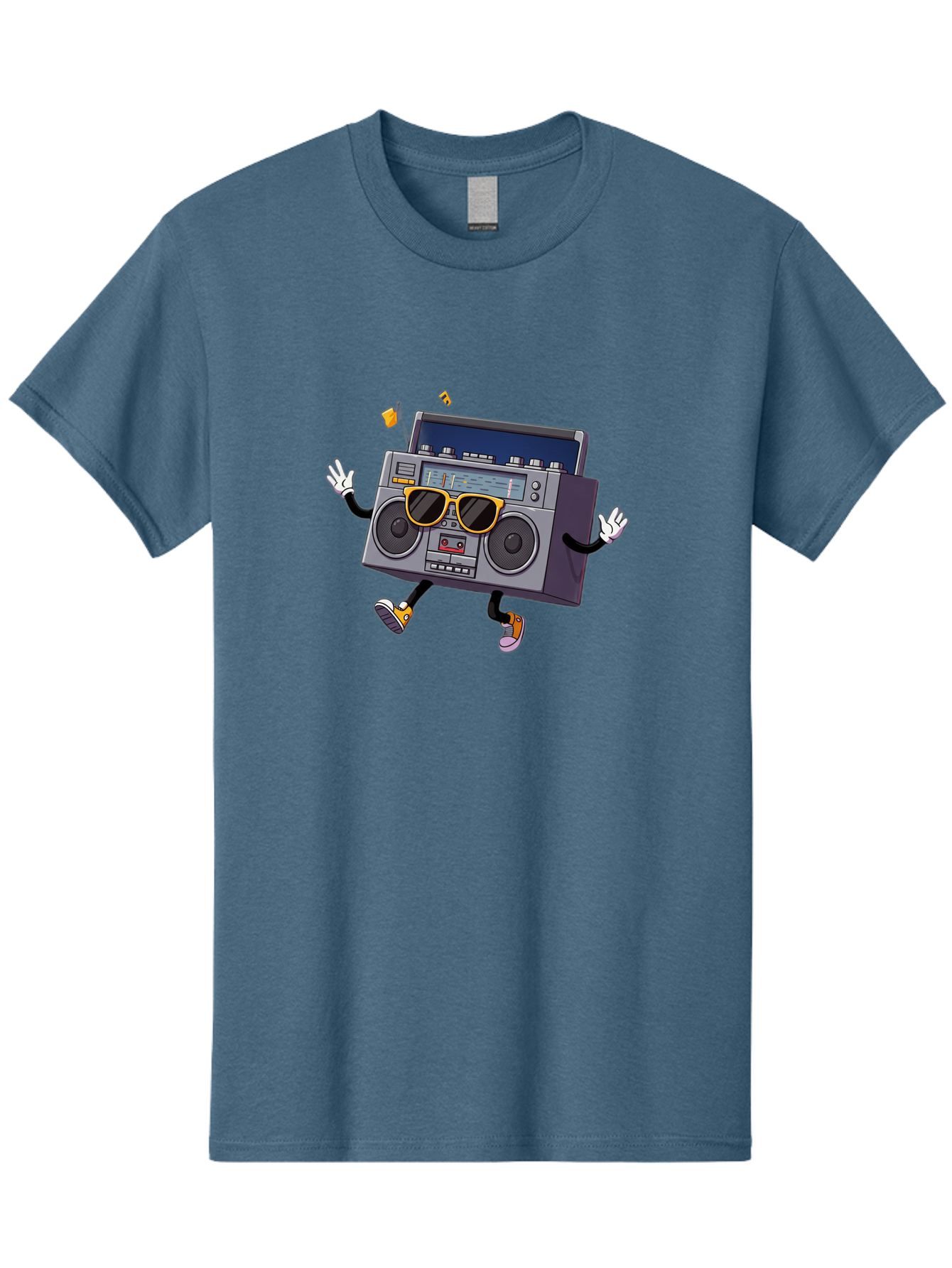 Boombox-Character-2 Men'S Graphic Tee, 100% Cotton, Comfortable Casual Summer Wear, Machine Washable, Vintage Boombox, Retro Style, Cool Shades, Funky Attitude, Dj Vibes, Music Beats, Cassette Player, Nostalgic Feel, Fun Graphics, Baa189