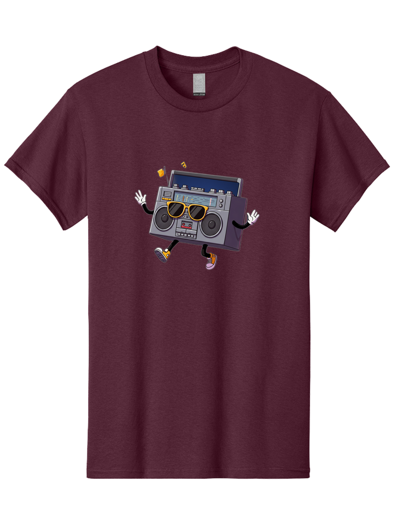 Boombox-Character-2 Men'S Graphic Tee, 100% Cotton, Comfortable Casual Summer Wear, Machine Washable, Vintage Boombox, Retro Style, Cool Shades, Funky Attitude, Dj Vibes, Music Beats, Cassette Player, Nostalgic Feel, Fun Graphics, Baa189