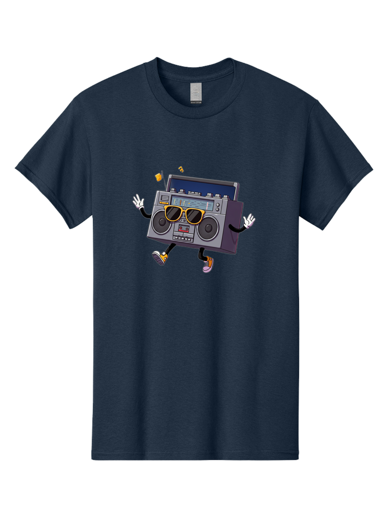 Boombox-Character-2 Men'S Graphic Tee, 100% Cotton, Comfortable Casual Summer Wear, Machine Washable, Vintage Boombox, Retro Style, Cool Shades, Funky Attitude, Dj Vibes, Music Beats, Cassette Player, Nostalgic Feel, Fun Graphics, Baa189