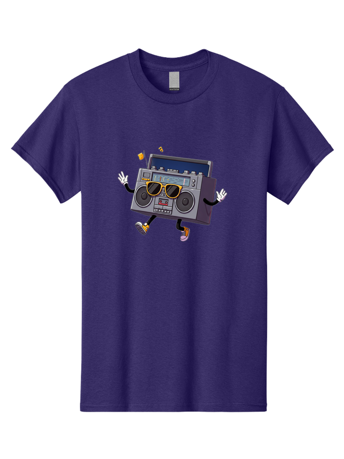 Boombox-Character-2 Men'S Graphic Tee, 100% Cotton, Comfortable Casual Summer Wear, Machine Washable, Vintage Boombox, Retro Style, Cool Shades, Funky Attitude, Dj Vibes, Music Beats, Cassette Player, Nostalgic Feel, Fun Graphics, Baa189