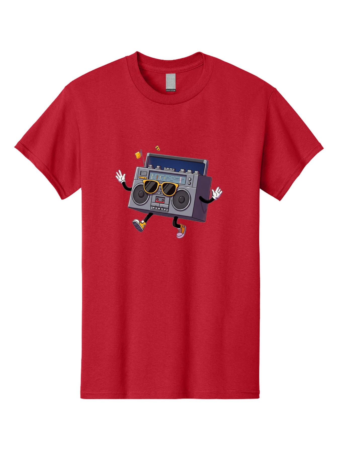 Boombox-Character-2 Men'S Graphic Tee, 100% Cotton, Comfortable Casual Summer Wear, Machine Washable, Vintage Boombox, Retro Style, Cool Shades, Funky Attitude, Dj Vibes, Music Beats, Cassette Player, Nostalgic Feel, Fun Graphics, Baa189