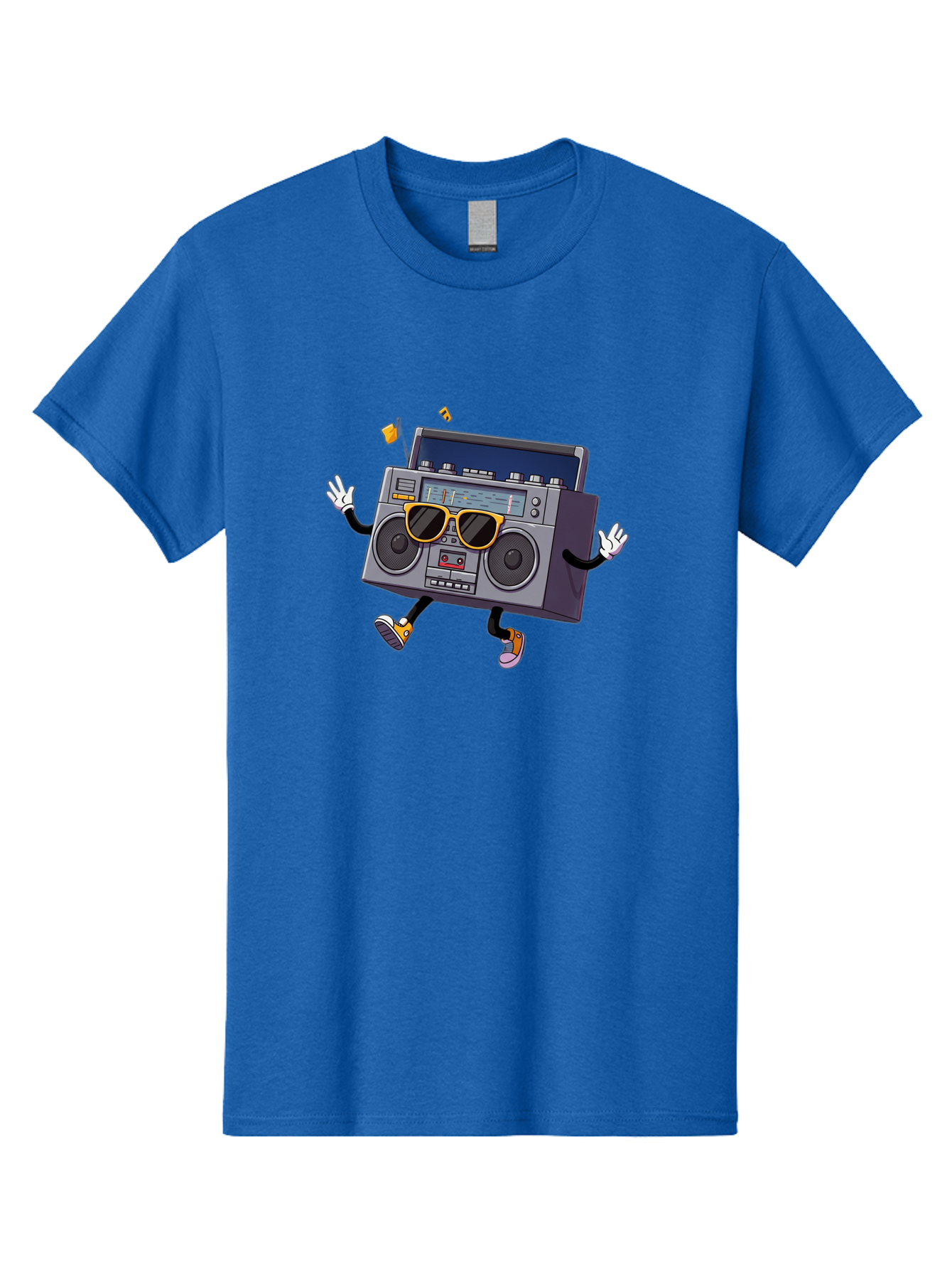 Boombox-Character-2 Men'S Graphic Tee, 100% Cotton, Comfortable Casual Summer Wear, Machine Washable, Vintage Boombox, Retro Style, Cool Shades, Funky Attitude, Dj Vibes, Music Beats, Cassette Player, Nostalgic Feel, Fun Graphics, Baa189