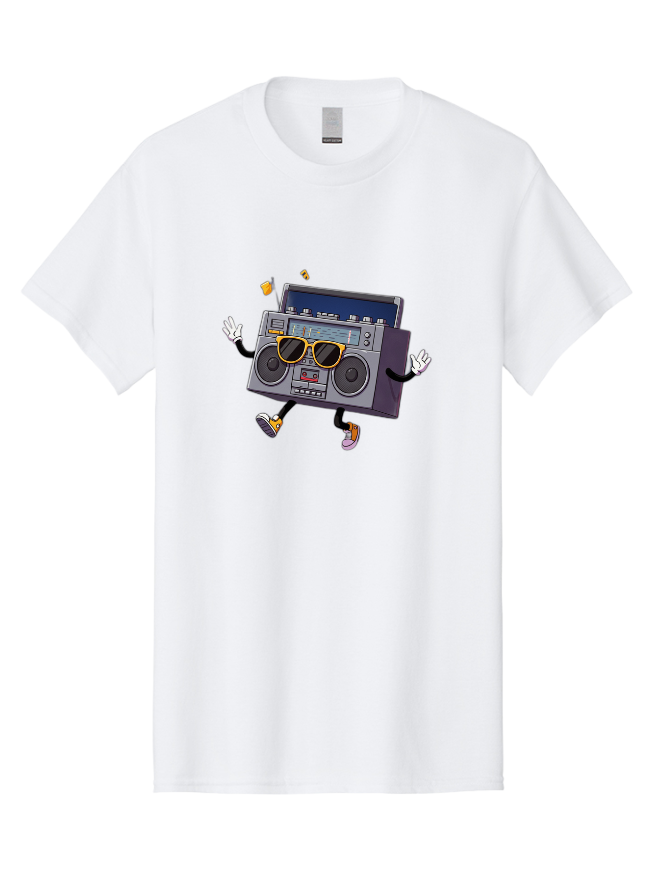 Boombox-Character-2 Men'S Graphic Tee, 100% Cotton, Comfortable Casual Summer Wear, Machine Washable, Vintage Boombox, Retro Style, Cool Shades, Funky Attitude, Dj Vibes, Music Beats, Cassette Player, Nostalgic Feel, Fun Graphics, Baa189