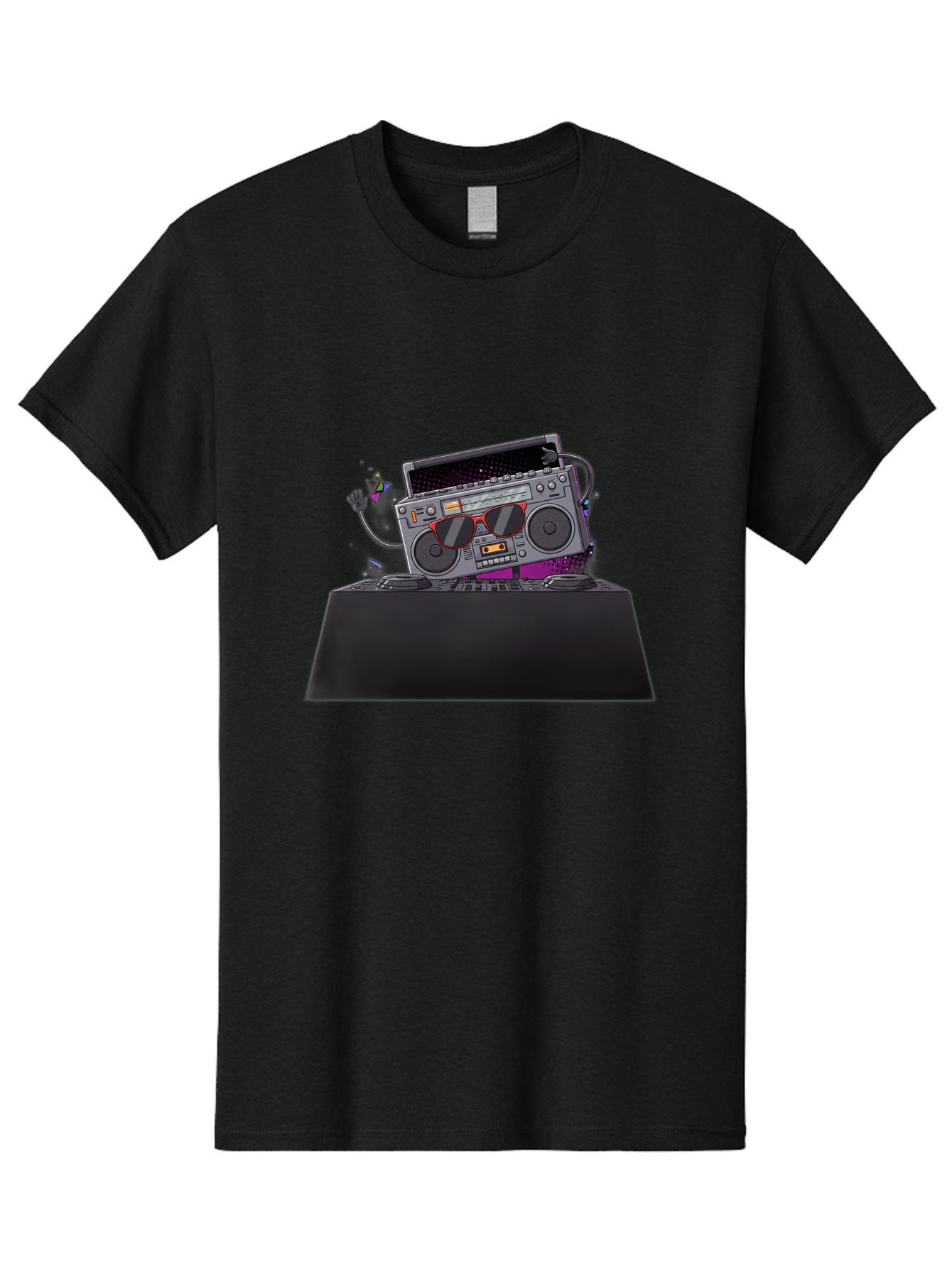 Boombox-Dj-Setup Men'S Graphic Tee, 100% Cotton, Comfortable Casual Summer Wear, Machine Washable, Retro Boombox, Dj Equipment, Music Setup, Vinyl Records, Turntables, Earbuds, Nostalgic Vibes, Electronic Music, Disco Era, Cassette Player Baa192