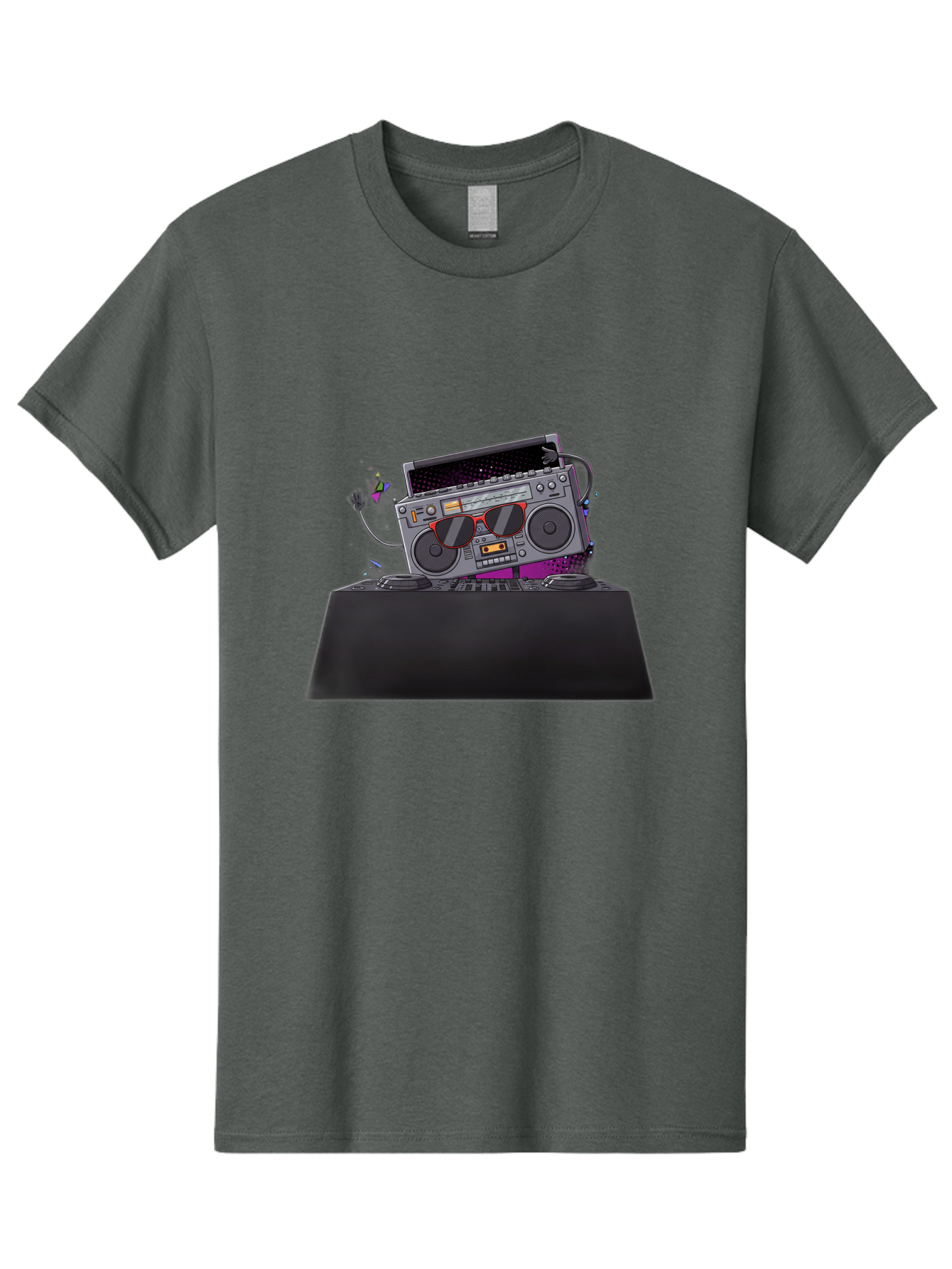 Boombox-Dj-Setup Men'S Graphic Tee, 100% Cotton, Comfortable Casual Summer Wear, Machine Washable, Retro Boombox, Dj Equipment, Music Setup, Vinyl Records, Turntables, Earbuds, Nostalgic Vibes, Electronic Music, Disco Era, Cassette Player Baa192