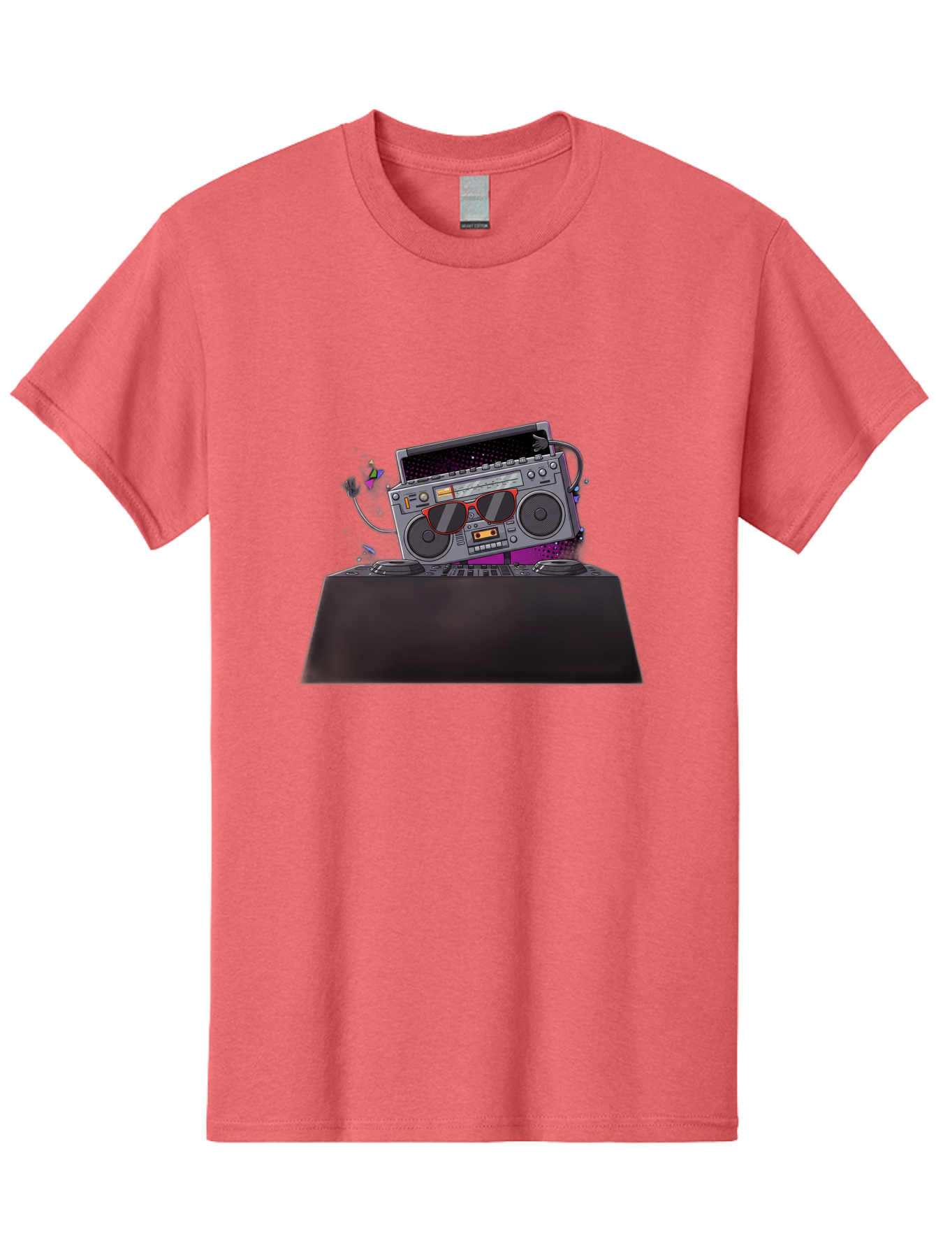 Boombox-Dj-Setup Men'S Graphic Tee, 100% Cotton, Comfortable Casual Summer Wear, Machine Washable, Retro Boombox, Dj Equipment, Music Setup, Vinyl Records, Turntables, Earbuds, Nostalgic Vibes, Electronic Music, Disco Era, Cassette Player Baa192