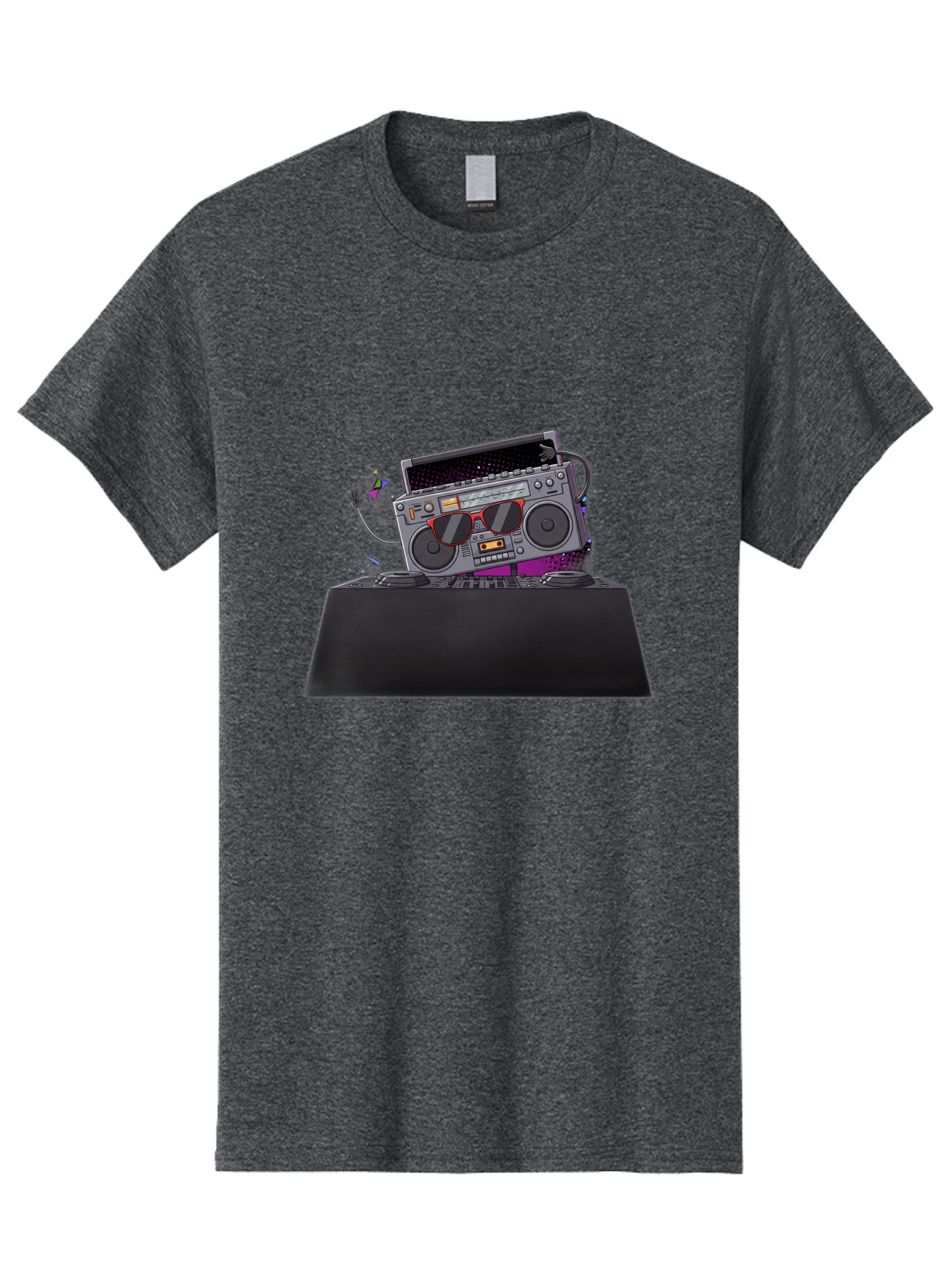 Boombox-Dj-Setup Men'S Graphic Tee, 100% Cotton, Comfortable Casual Summer Wear, Machine Washable, Retro Boombox, Dj Equipment, Music Setup, Vinyl Records, Turntables, Earbuds, Nostalgic Vibes, Electronic Music, Disco Era, Cassette Player Baa192