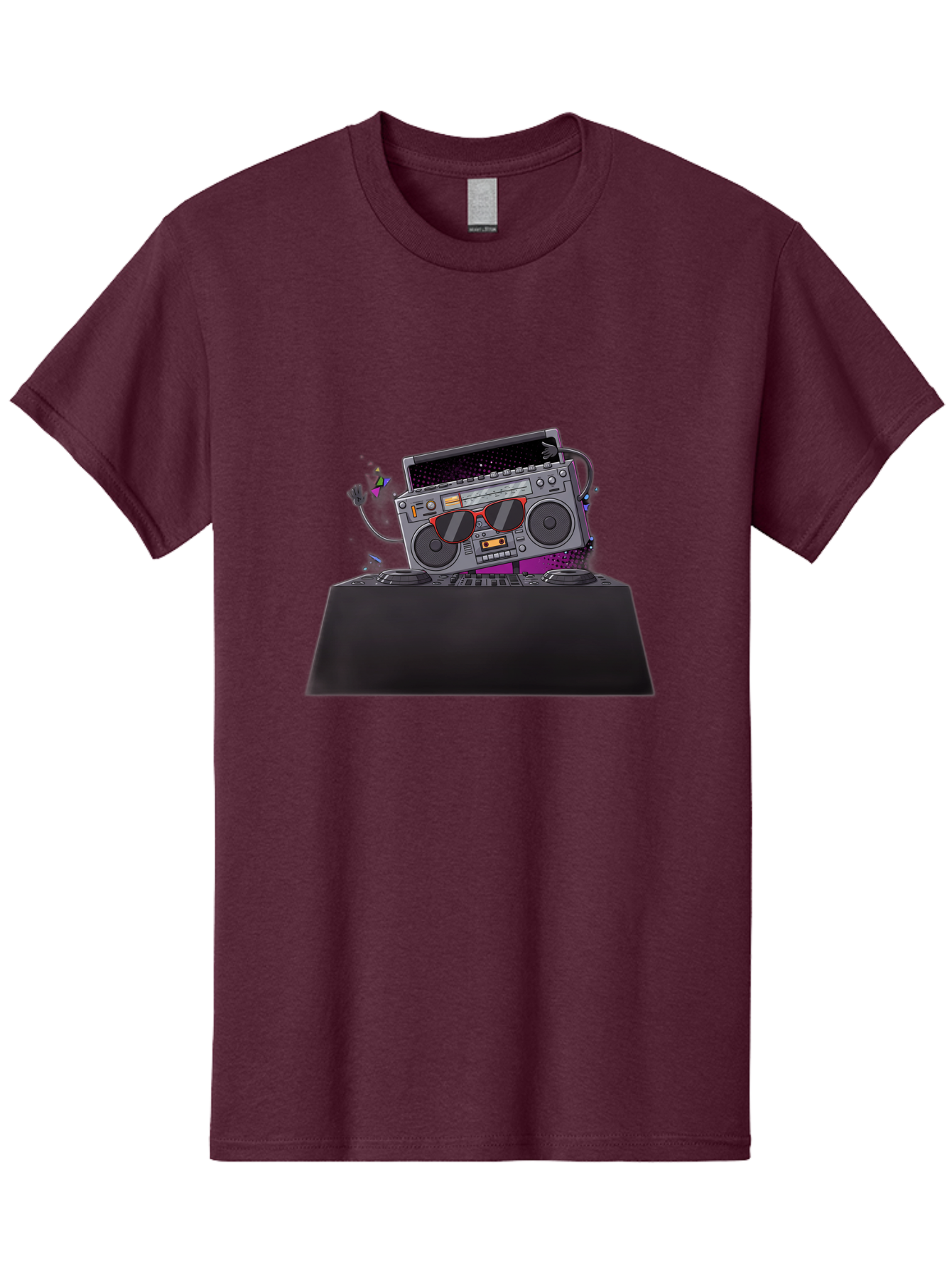 Boombox-Dj-Setup Men'S Graphic Tee, 100% Cotton, Comfortable Casual Summer Wear, Machine Washable, Retro Boombox, Dj Equipment, Music Setup, Vinyl Records, Turntables, Earbuds, Nostalgic Vibes, Electronic Music, Disco Era, Cassette Player Baa192