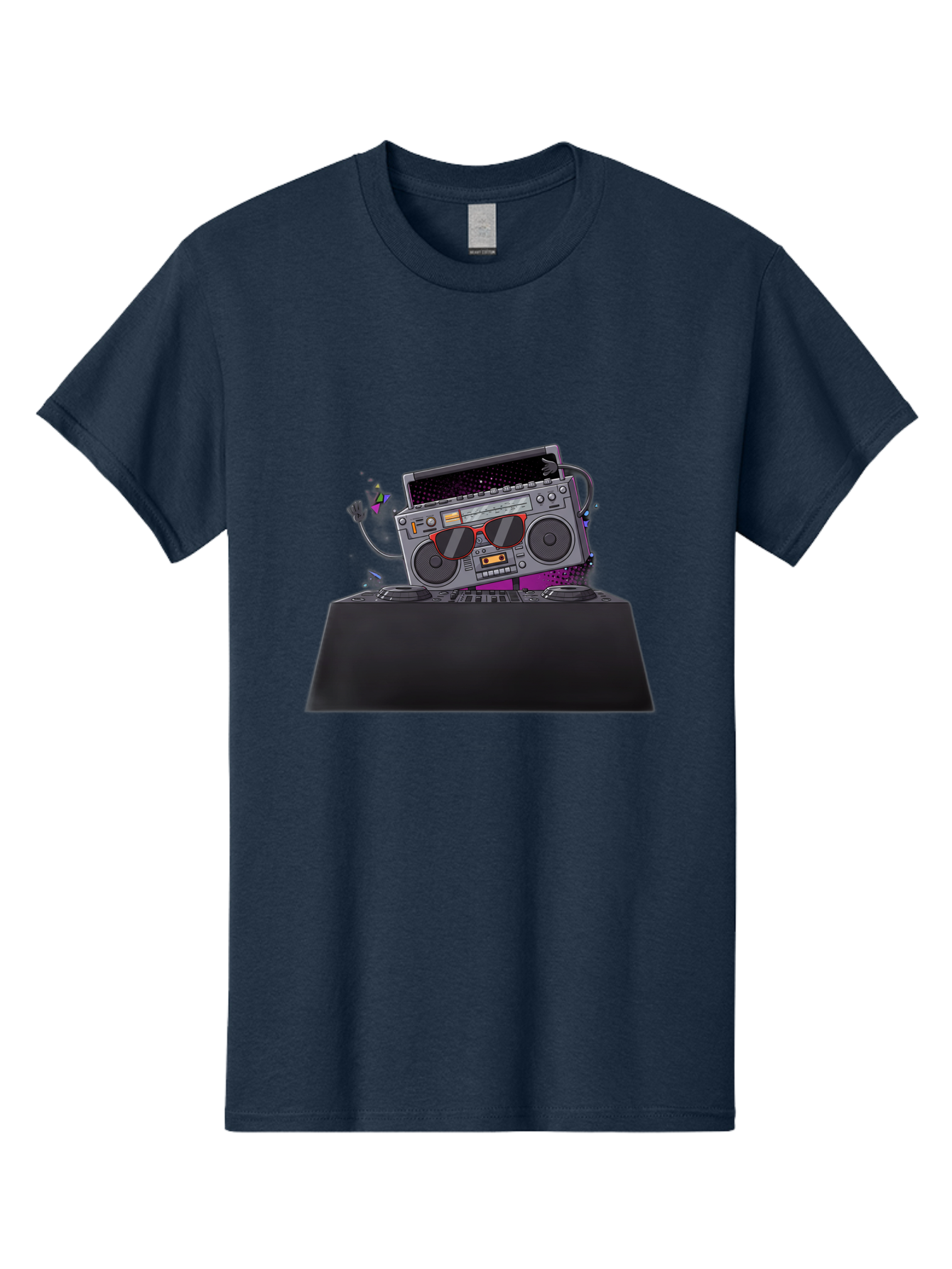 Boombox-Dj-Setup Men'S Graphic Tee, 100% Cotton, Comfortable Casual Summer Wear, Machine Washable, Retro Boombox, Dj Equipment, Music Setup, Vinyl Records, Turntables, Earbuds, Nostalgic Vibes, Electronic Music, Disco Era, Cassette Player Baa192