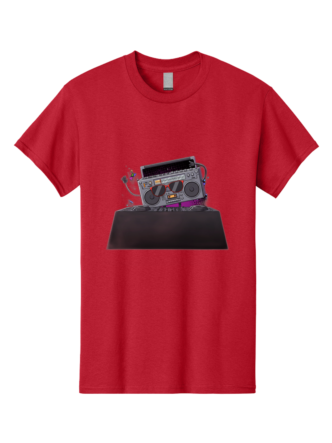 Boombox-Dj-Setup Men'S Graphic Tee, 100% Cotton, Comfortable Casual Summer Wear, Machine Washable, Retro Boombox, Dj Equipment, Music Setup, Vinyl Records, Turntables, Earbuds, Nostalgic Vibes, Electronic Music, Disco Era, Cassette Player Baa192