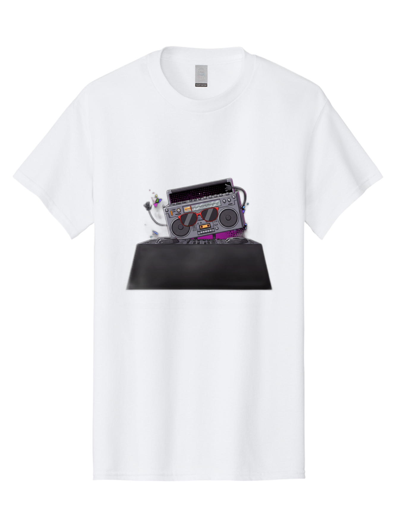 Boombox-Dj-Setup Men'S Graphic Tee, 100% Cotton, Comfortable Casual Summer Wear, Machine Washable, Retro Boombox, Dj Equipment, Music Setup, Vinyl Records, Turntables, Earbuds, Nostalgic Vibes, Electronic Music, Disco Era, Cassette Player Baa192