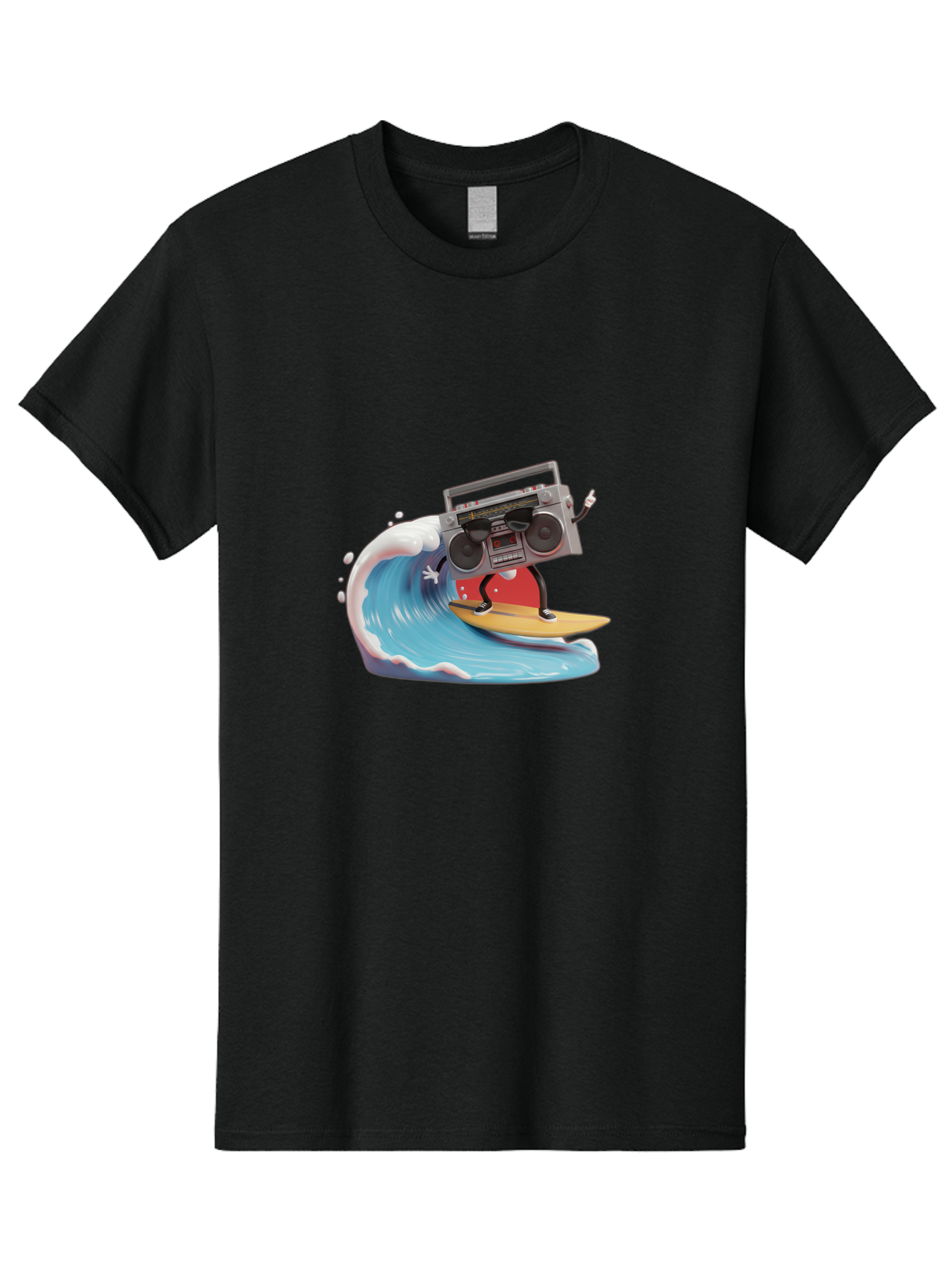 Boombox-Surfing-Wave Men'S Graphic Tee, 100% Cotton, Comfortable Casual Summer Wear, Machine Washable, Boomer Boombox Surfing, Retro Boombox, Surfing Wave, Beach Vibes, Retro Radio, Fun Summer Activity, Cool Surfboard, Radical Wave, Baa194