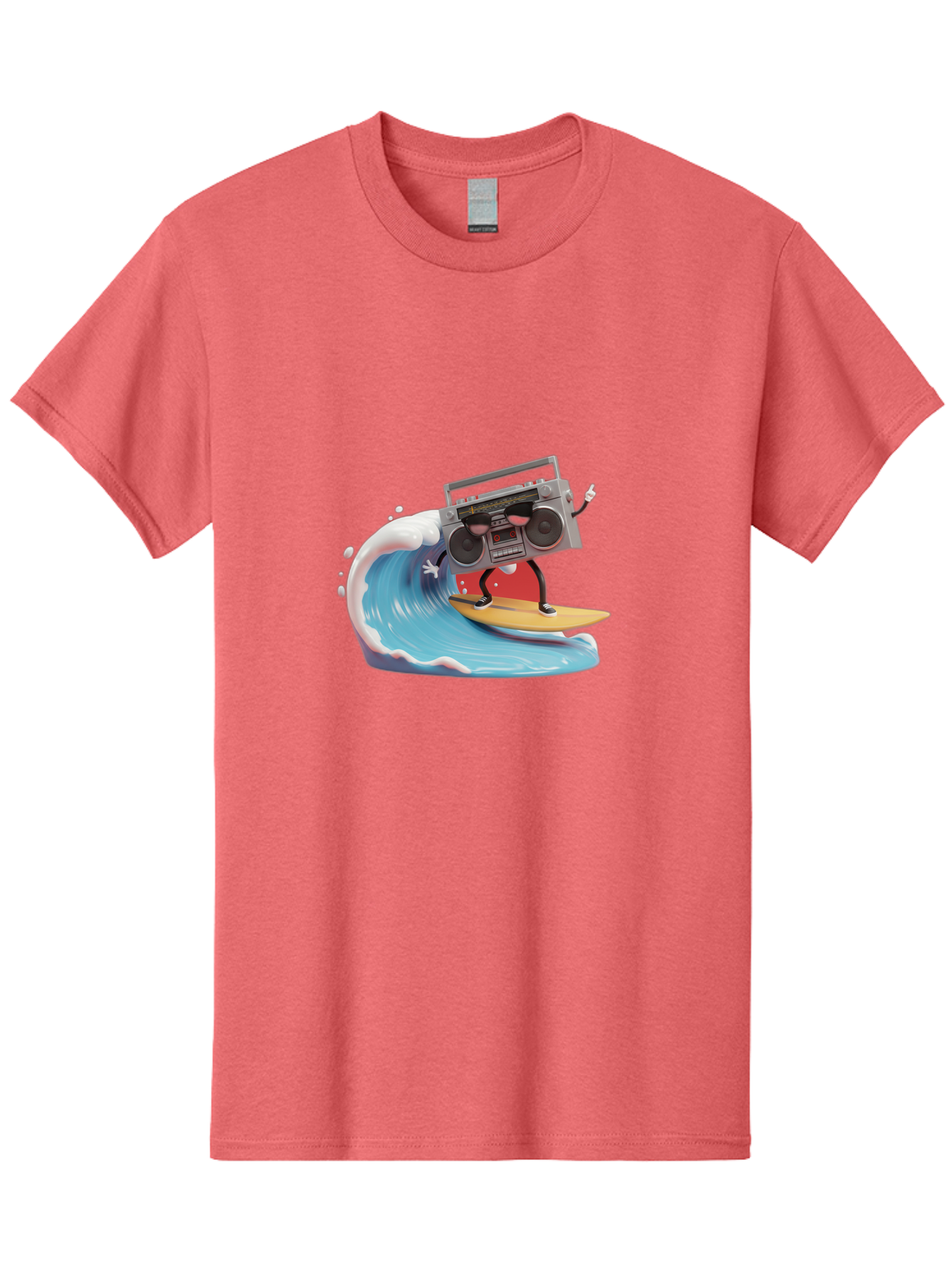 Boombox-Surfing-Wave Men'S Graphic Tee, 100% Cotton, Comfortable Casual Summer Wear, Machine Washable, Boomer Boombox Surfing, Retro Boombox, Surfing Wave, Beach Vibes, Retro Radio, Fun Summer Activity, Cool Surfboard, Radical Wave, Baa194