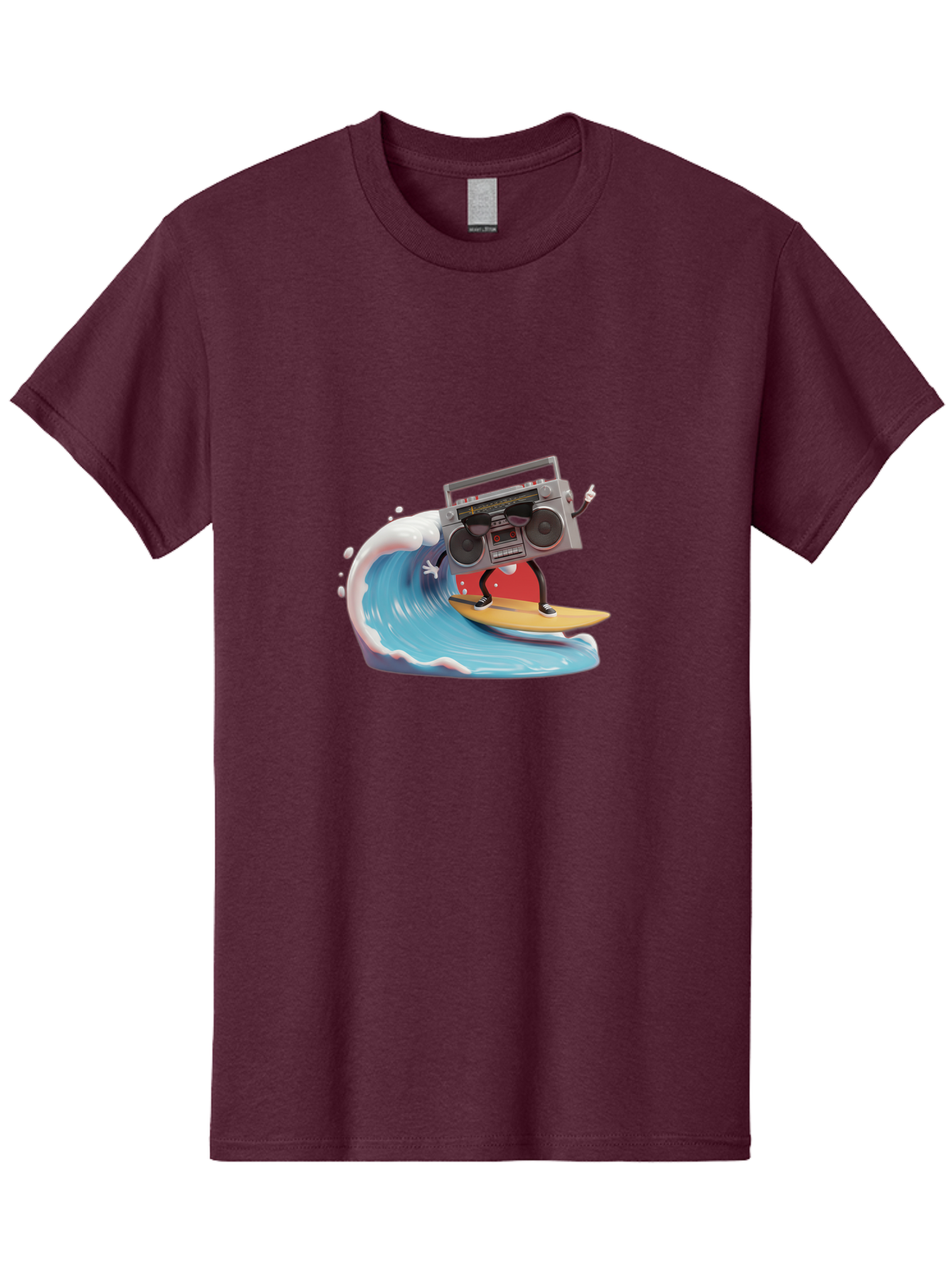 Boombox-Surfing-Wave Men'S Graphic Tee, 100% Cotton, Comfortable Casual Summer Wear, Machine Washable, Boomer Boombox Surfing, Retro Boombox, Surfing Wave, Beach Vibes, Retro Radio, Fun Summer Activity, Cool Surfboard, Radical Wave, Baa194