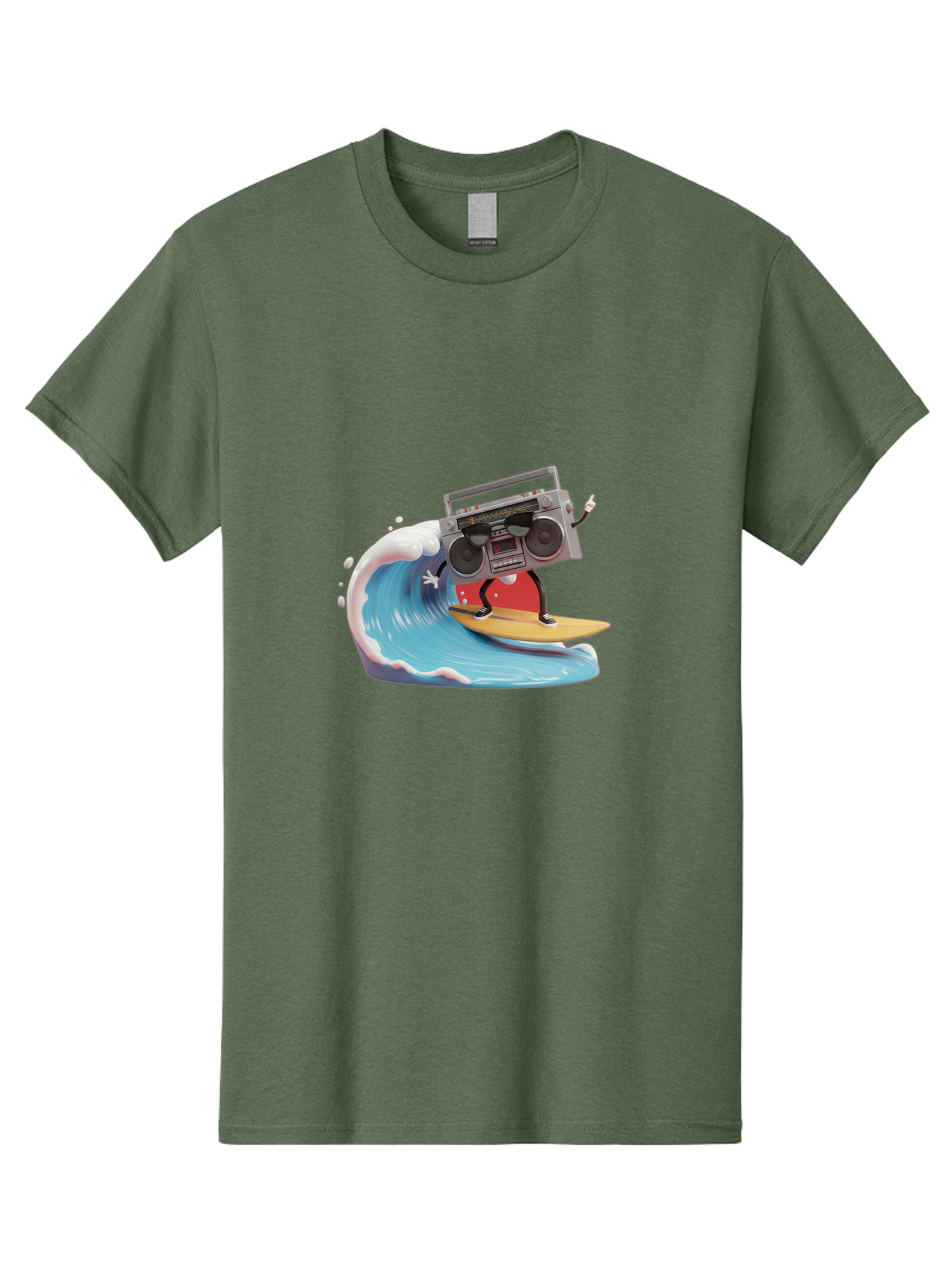 Boombox-Surfing-Wave Men'S Graphic Tee, 100% Cotton, Comfortable Casual Summer Wear, Machine Washable, Boomer Boombox Surfing, Retro Boombox, Surfing Wave, Beach Vibes, Retro Radio, Fun Summer Activity, Cool Surfboard, Radical Wave, Baa194