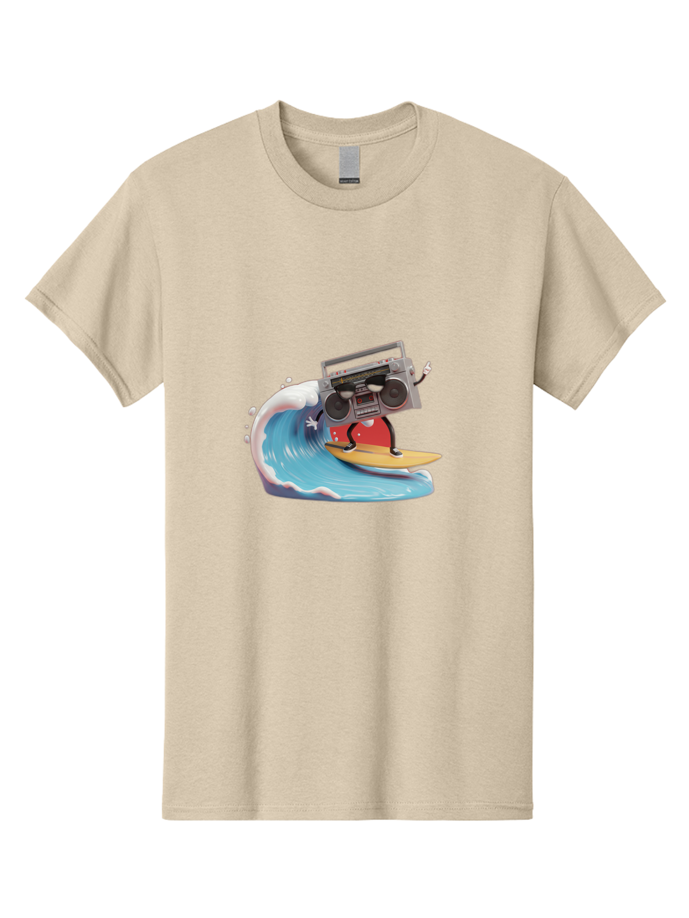 Boombox-Surfing-Wave Men'S Graphic Tee, 100% Cotton, Comfortable Casual Summer Wear, Machine Washable, Boomer Boombox Surfing, Retro Boombox, Surfing Wave, Beach Vibes, Retro Radio, Fun Summer Activity, Cool Surfboard, Radical Wave, Baa194
