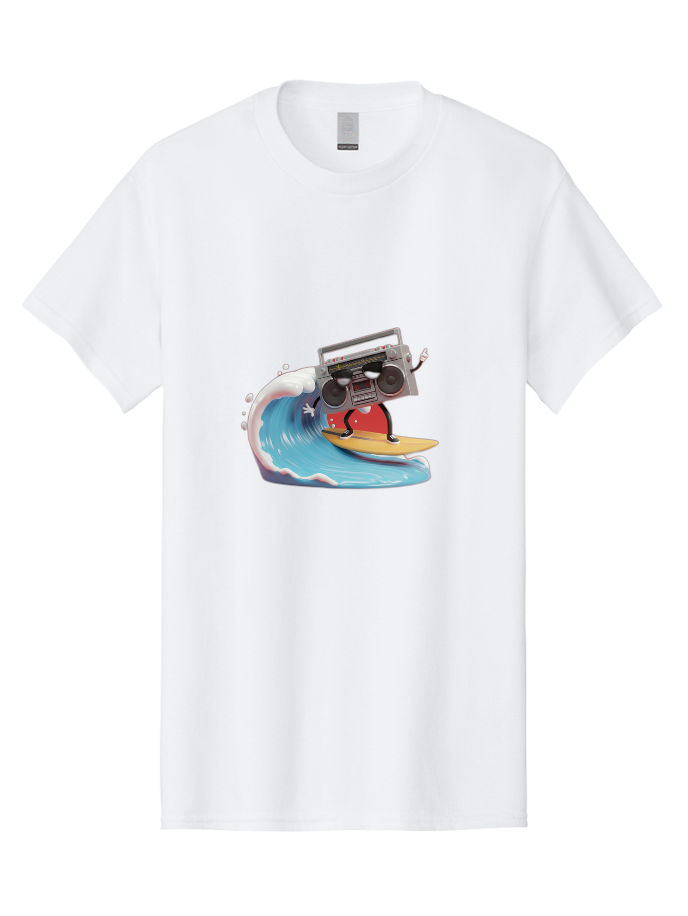 Boombox-Surfing-Wave Men'S Graphic Tee, 100% Cotton, Comfortable Casual Summer Wear, Machine Washable, Boomer Boombox Surfing, Retro Boombox, Surfing Wave, Beach Vibes, Retro Radio, Fun Summer Activity, Cool Surfboard, Radical Wave, Baa194