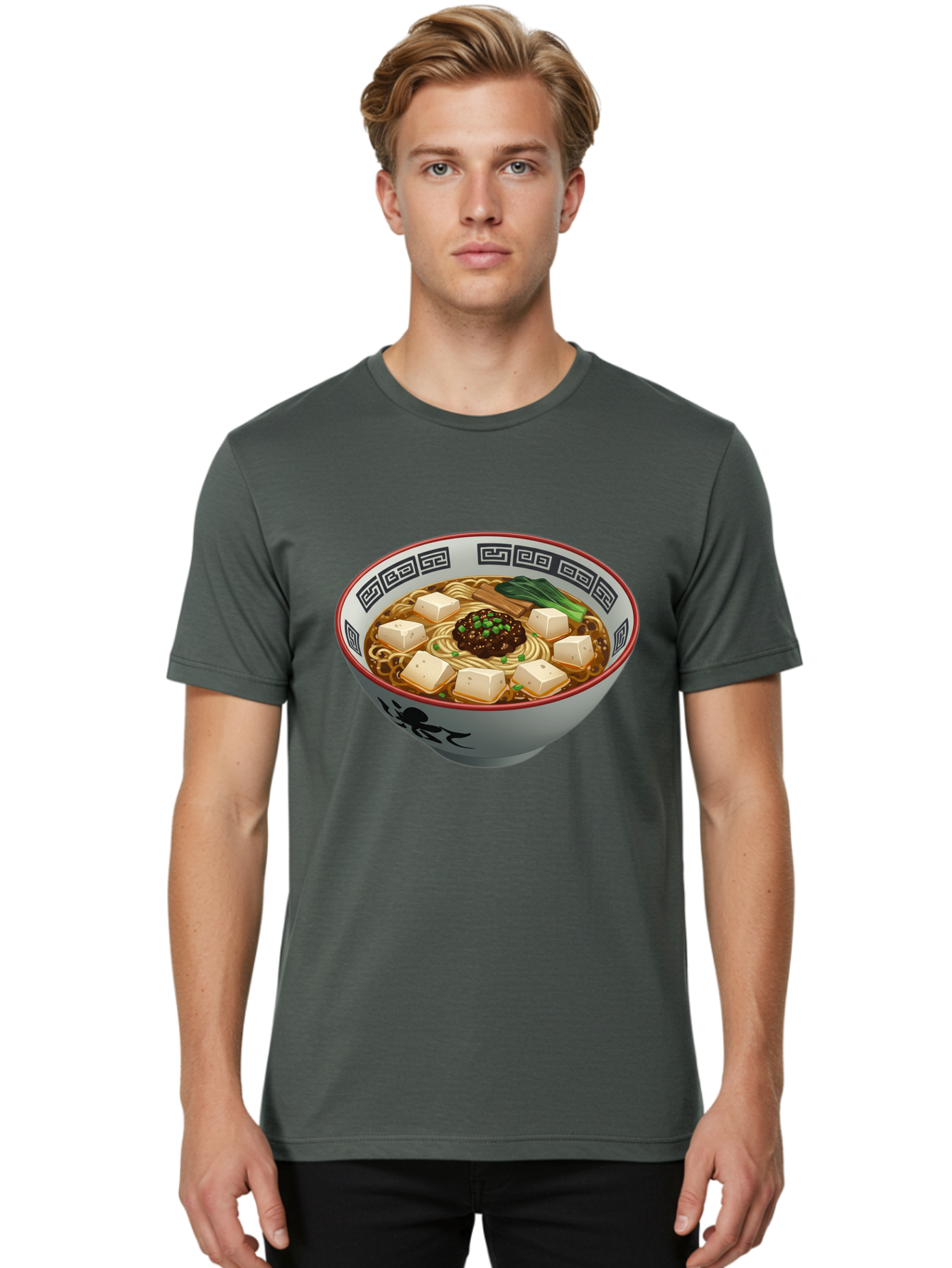 Bowl-Of-Ramen-2 Men'S Graphic Tee, 100% Cotton, Comfortable Casual Summer Wear, Machine Washable, Ramen Noodles, Noodle Soup, Japanese Cuisine, Tofu, Bok Choy, Savory Broth, Asian-Inspired, Delicious Meal, Comforting Food, Hot Soup, Baa198