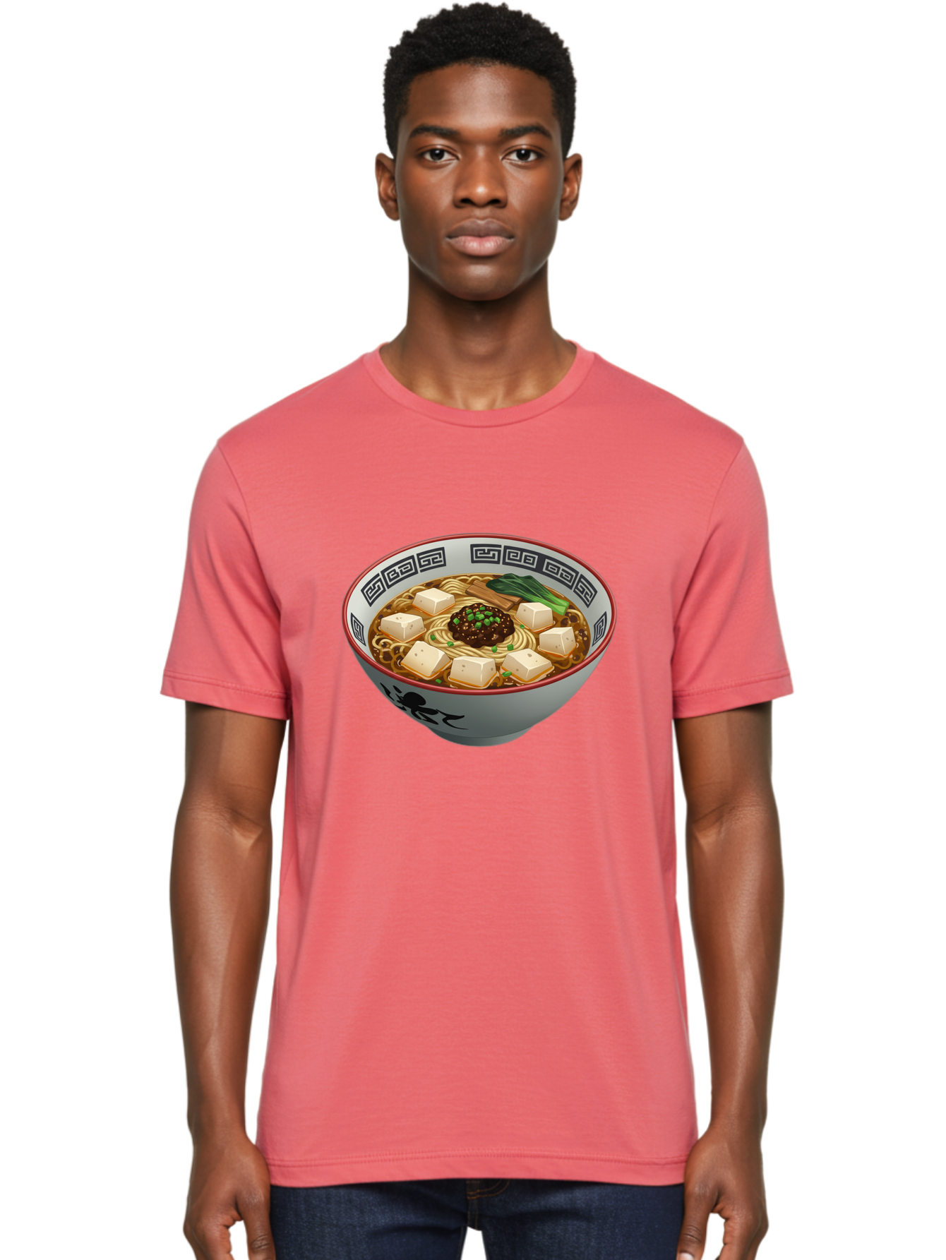Bowl-Of-Ramen-2 Men'S Graphic Tee, 100% Cotton, Comfortable Casual Summer Wear, Machine Washable, Ramen Noodles, Noodle Soup, Japanese Cuisine, Tofu, Bok Choy, Savory Broth, Asian-Inspired, Delicious Meal, Comforting Food, Hot Soup, Baa198