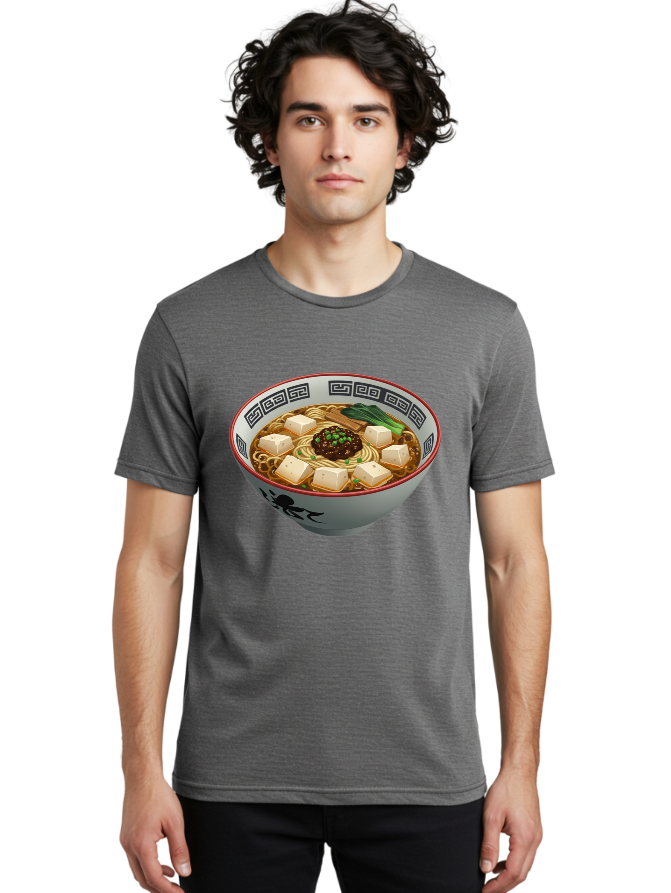 Bowl-Of-Ramen-2 Men'S Graphic Tee, 100% Cotton, Comfortable Casual Summer Wear, Machine Washable, Ramen Noodles, Noodle Soup, Japanese Cuisine, Tofu, Bok Choy, Savory Broth, Asian-Inspired, Delicious Meal, Comforting Food, Hot Soup, Baa198