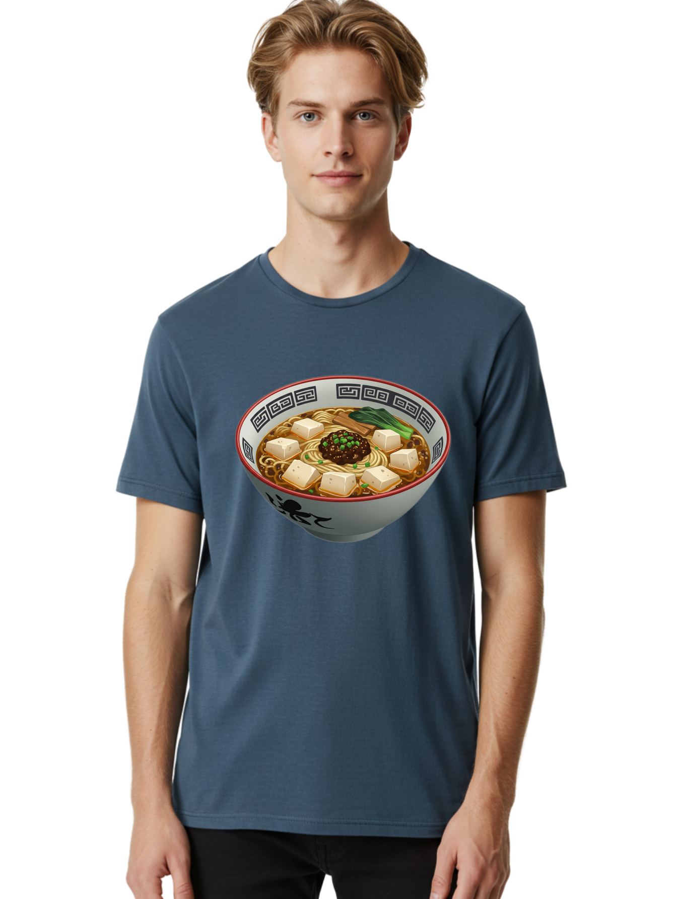 Bowl-Of-Ramen-2 Men'S Graphic Tee, 100% Cotton, Comfortable Casual Summer Wear, Machine Washable, Ramen Noodles, Noodle Soup, Japanese Cuisine, Tofu, Bok Choy, Savory Broth, Asian-Inspired, Delicious Meal, Comforting Food, Hot Soup, Baa198