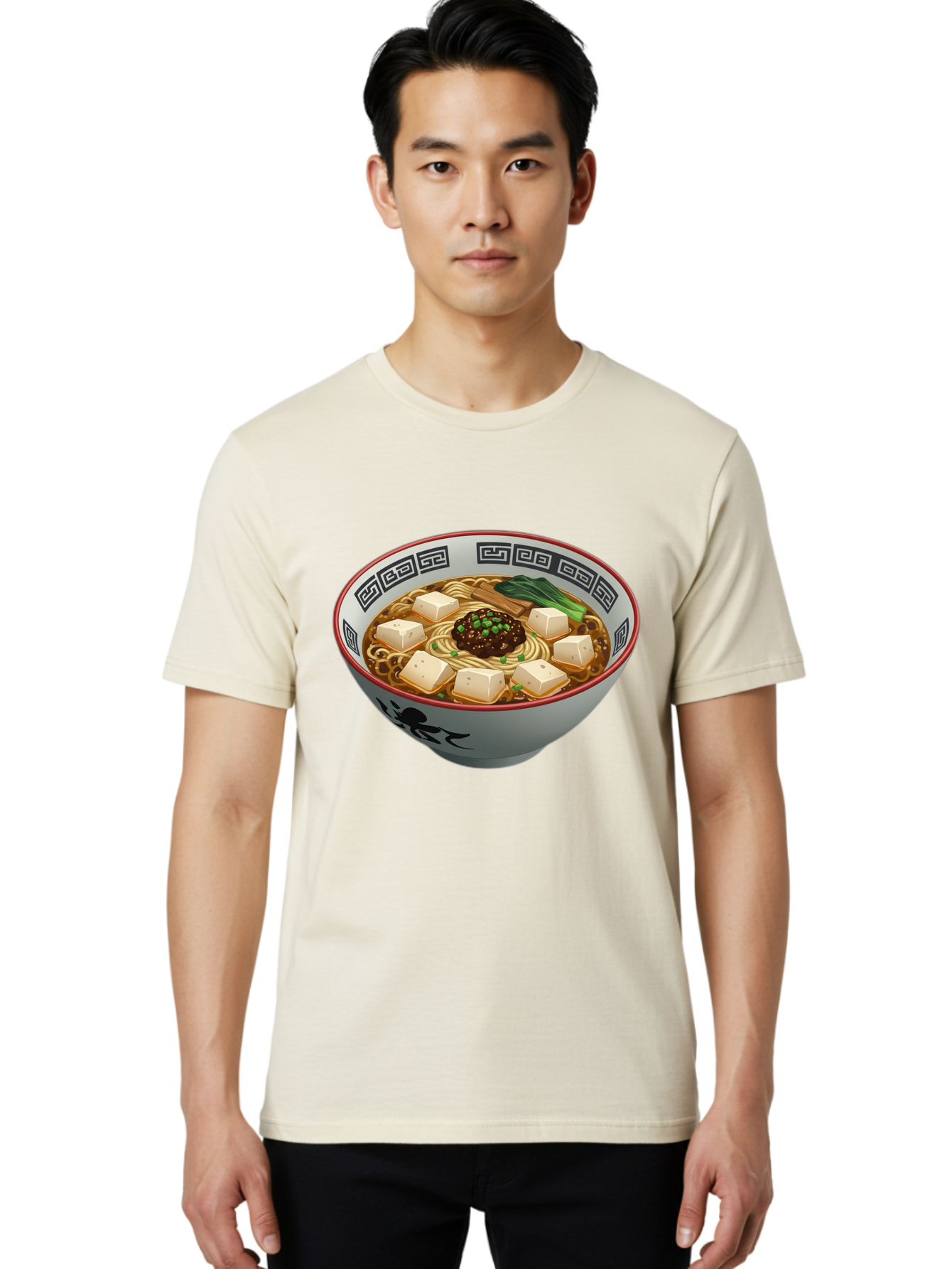 Bowl-Of-Ramen-2 Men'S Graphic Tee, 100% Cotton, Comfortable Casual Summer Wear, Machine Washable, Ramen Noodles, Noodle Soup, Japanese Cuisine, Tofu, Bok Choy, Savory Broth, Asian-Inspired, Delicious Meal, Comforting Food, Hot Soup, Baa198