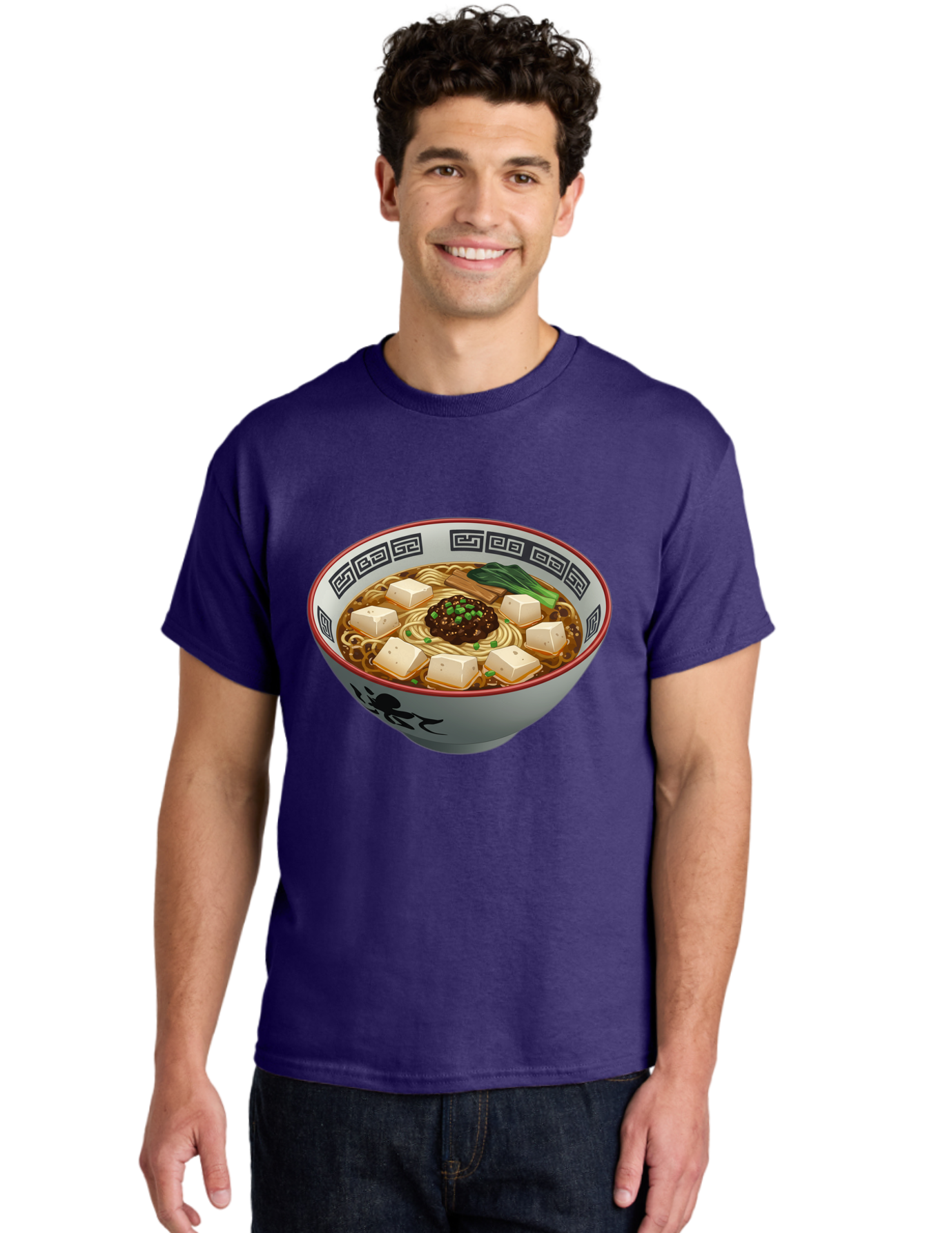 Bowl-Of-Ramen-2 Men'S Graphic Tee, 100% Cotton, Comfortable Casual Summer Wear, Machine Washable, Ramen Noodles, Noodle Soup, Japanese Cuisine, Tofu, Bok Choy, Savory Broth, Asian-Inspired, Delicious Meal, Comforting Food, Hot Soup, Baa198