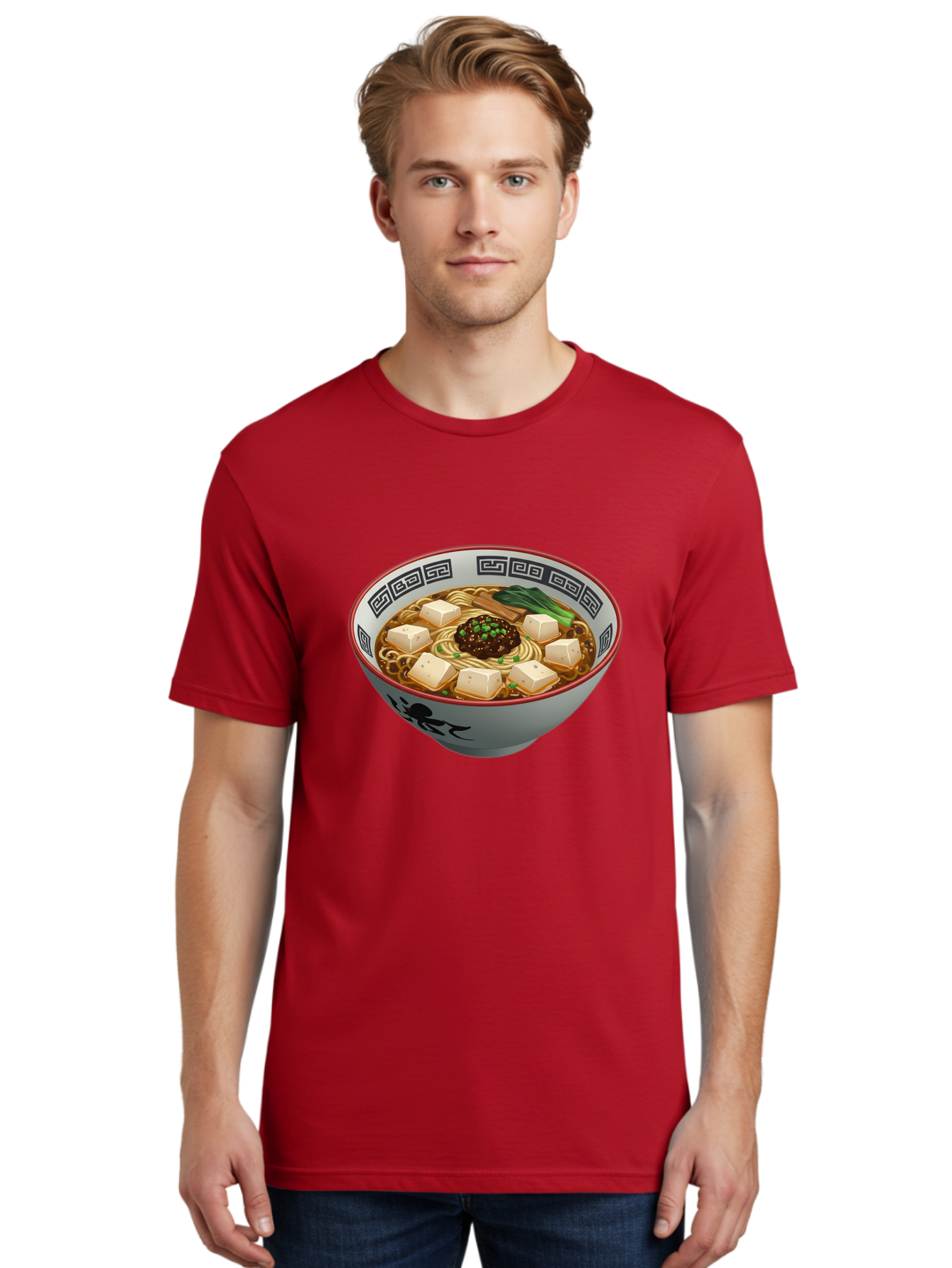 Bowl-Of-Ramen-2 Men'S Graphic Tee, 100% Cotton, Comfortable Casual Summer Wear, Machine Washable, Ramen Noodles, Noodle Soup, Japanese Cuisine, Tofu, Bok Choy, Savory Broth, Asian-Inspired, Delicious Meal, Comforting Food, Hot Soup, Baa198