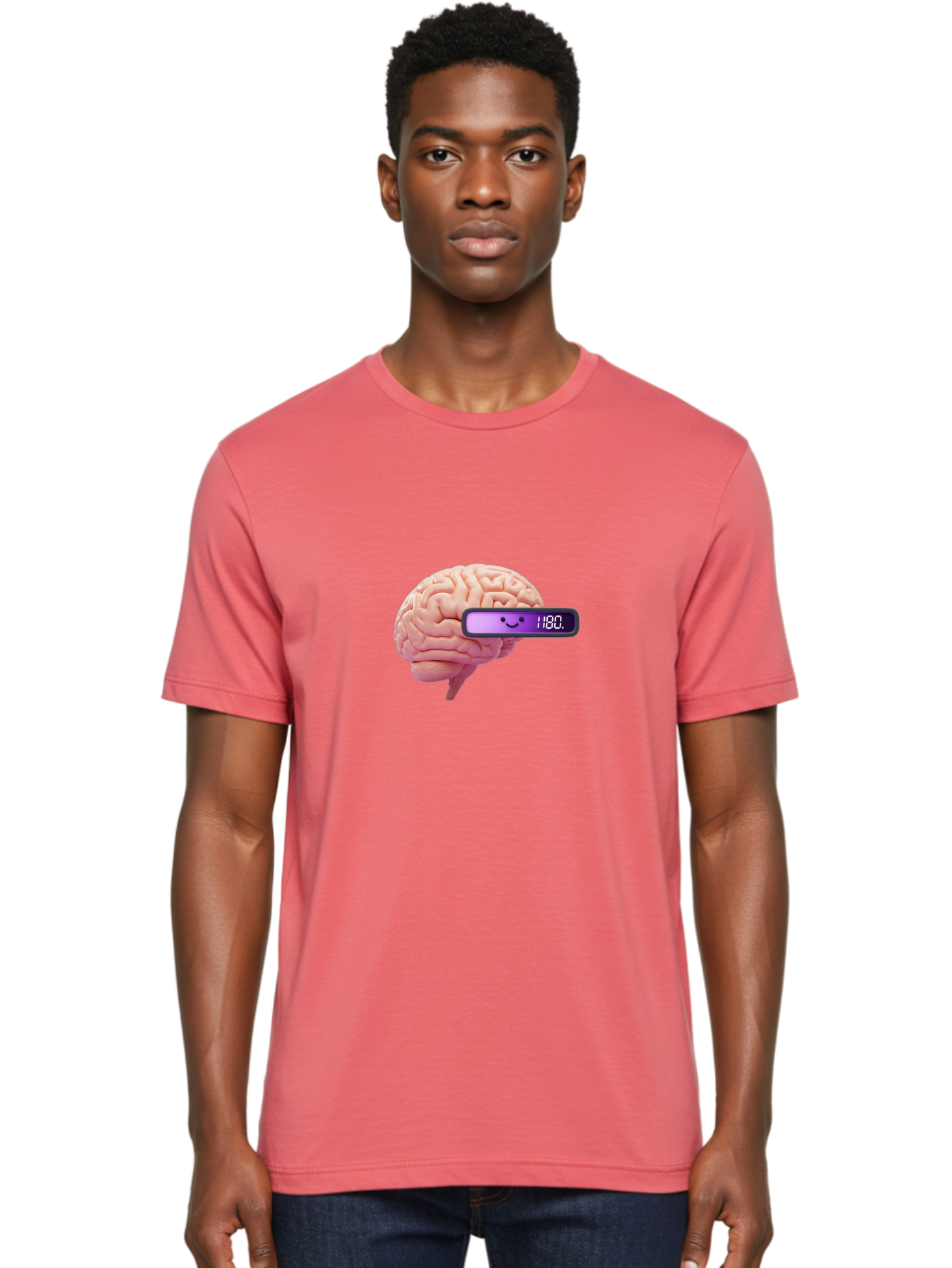 Brain-180 Men'S Graphic Tee, 100% Cotton, Comfortable Casual Summer Wear, Machine Washable, Human Brain, Brain Health, Mental Wellness, Mood Score, Happy Face, Score 180, Emotional Intelligence, Mental State Baa201