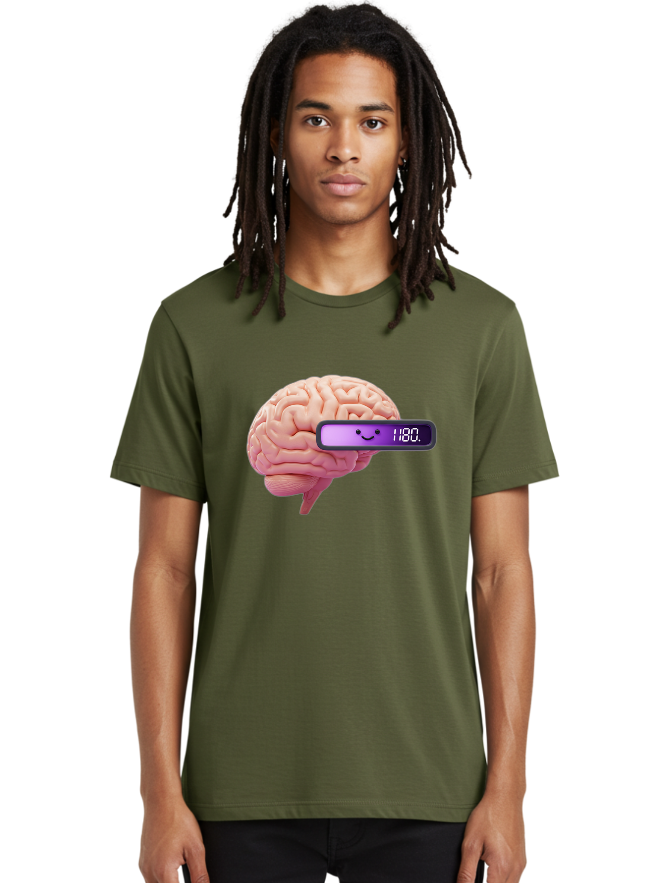 Brain-180 Men'S Graphic Tee, 100% Cotton, Comfortable Casual Summer Wear, Machine Washable, Human Brain, Brain Health, Mental Wellness, Mood Score, Happy Face, Score 180, Emotional Intelligence, Mental State Baa201