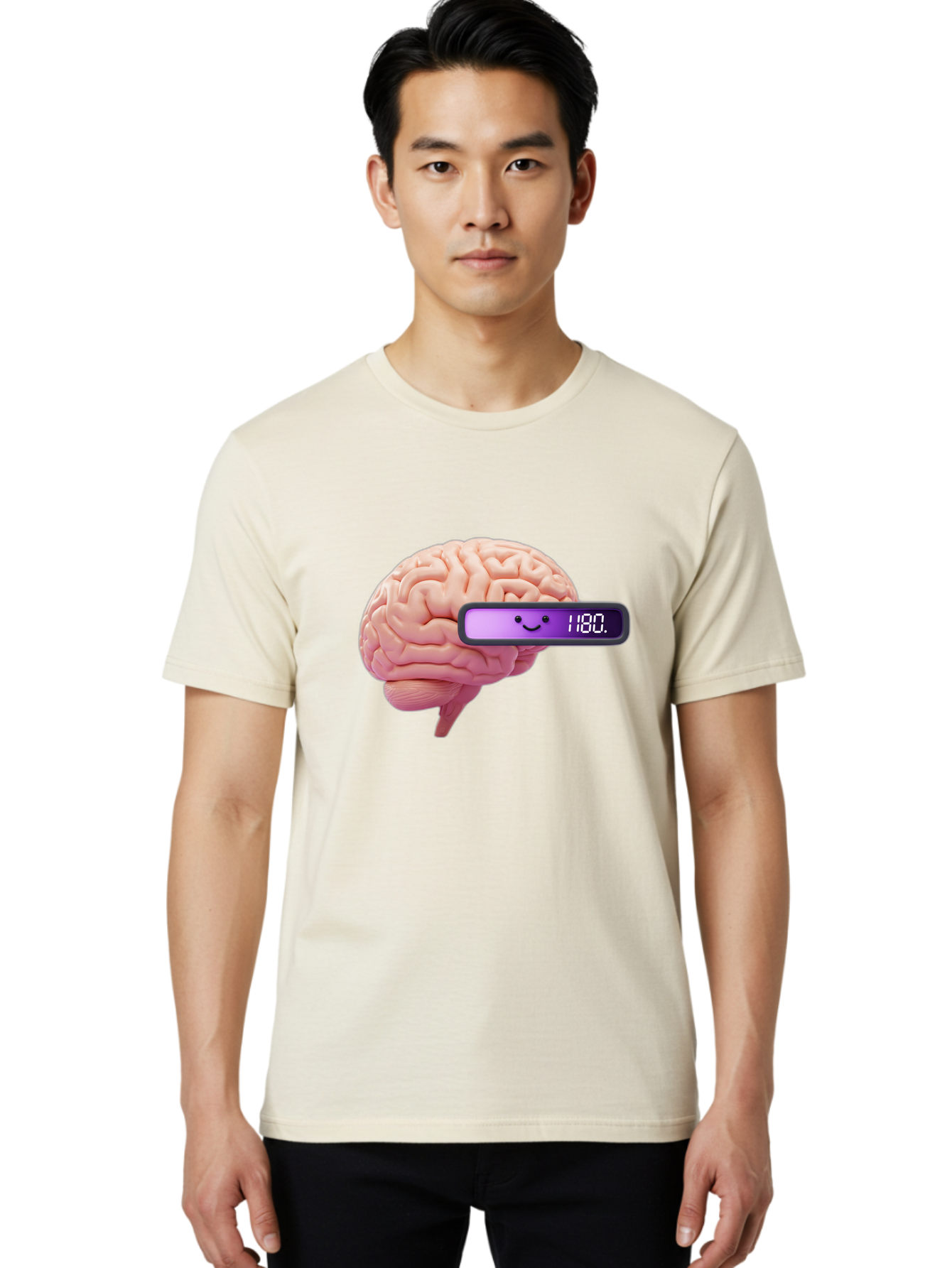 Brain-180 Men'S Graphic Tee, 100% Cotton, Comfortable Casual Summer Wear, Machine Washable, Human Brain, Brain Health, Mental Wellness, Mood Score, Happy Face, Score 180, Emotional Intelligence, Mental State Baa201